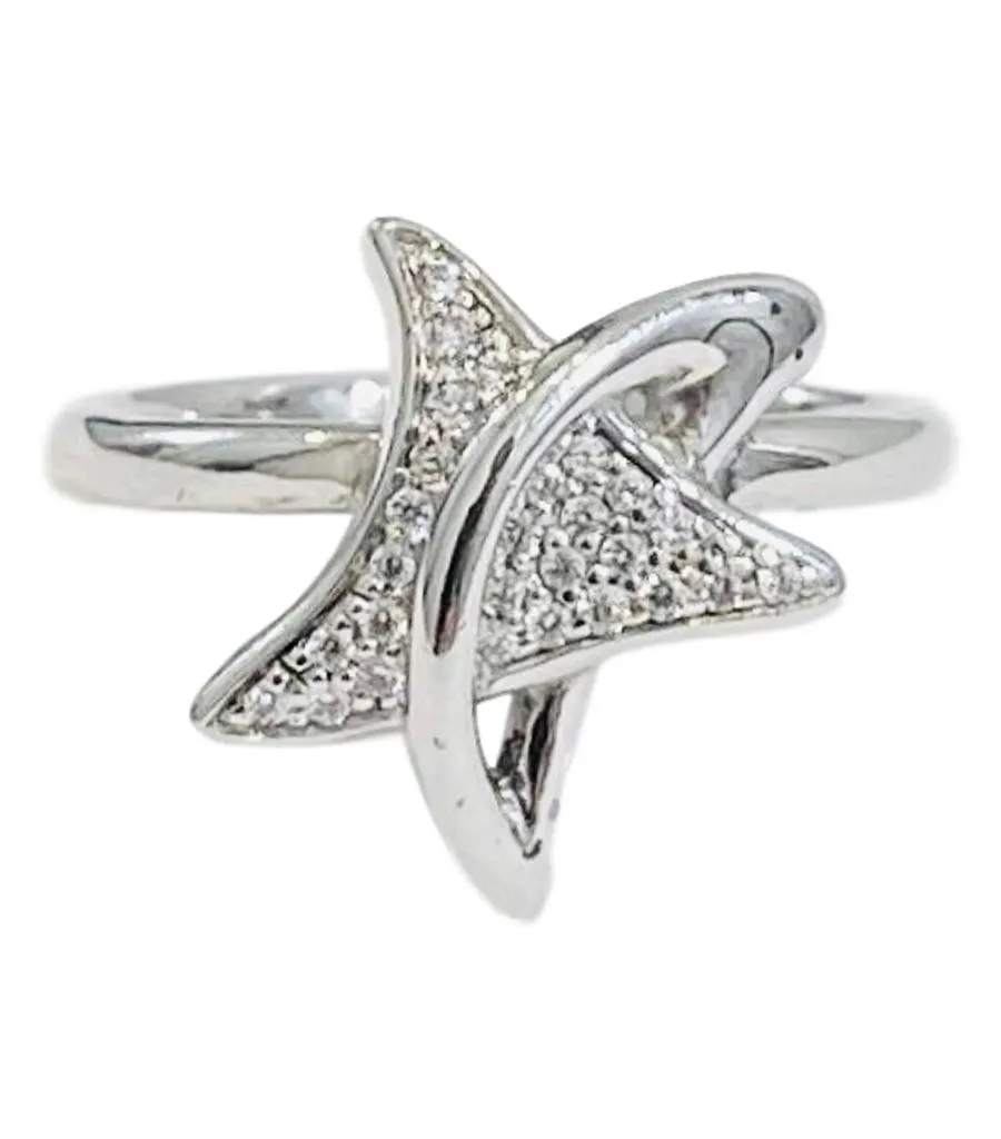 18k White Gold & Diamond Star Ring