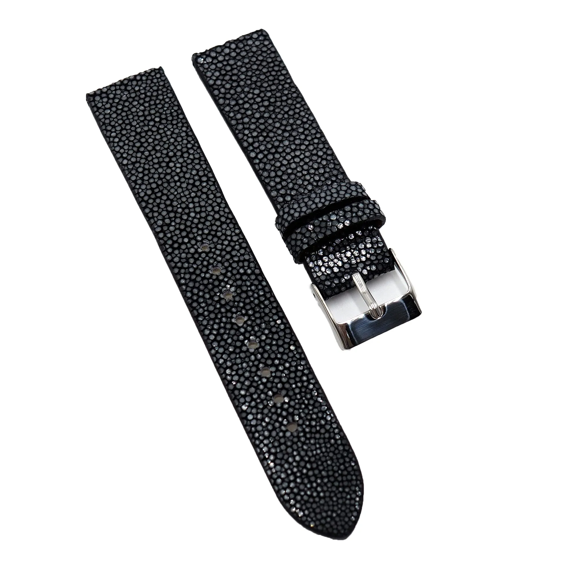 18mm, 20mm Black Stingray Leather Watch Strap