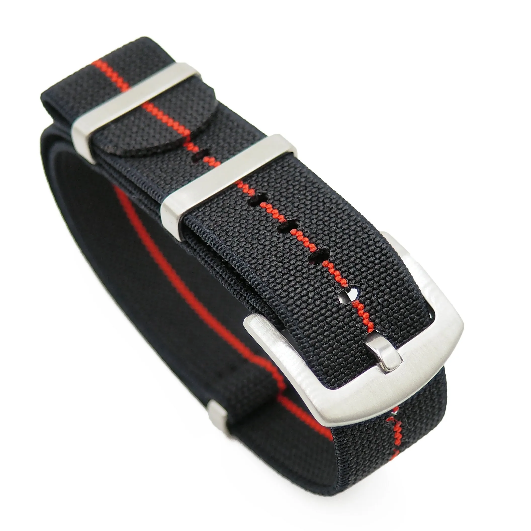 20mm, 22mm Military Style Multi Color Elastic Nylon Watch Strap, Tang Buckle Style, 9 Colors