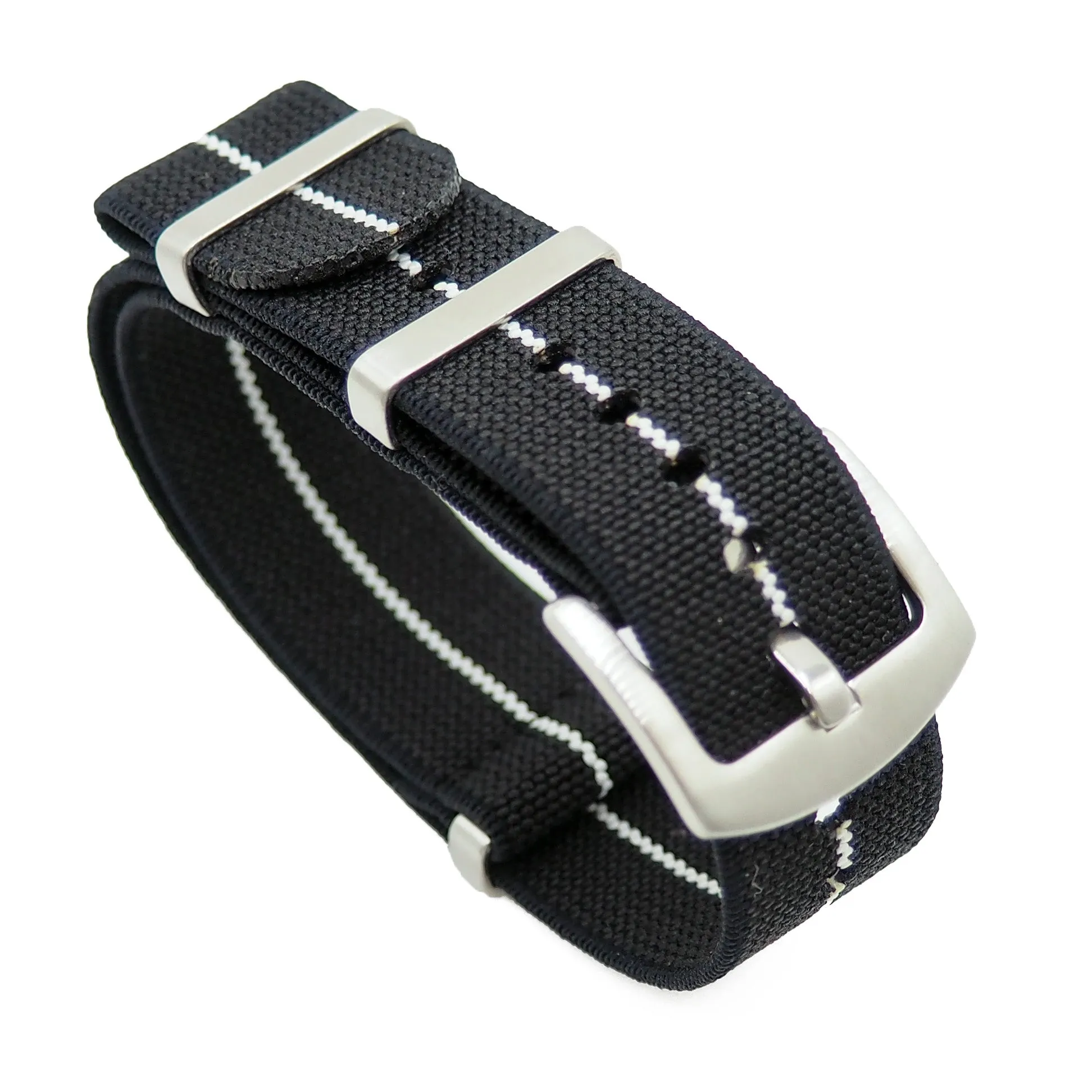 20mm, 22mm Military Style Multi Color Elastic Nylon Watch Strap, Tang Buckle Style, 9 Colors