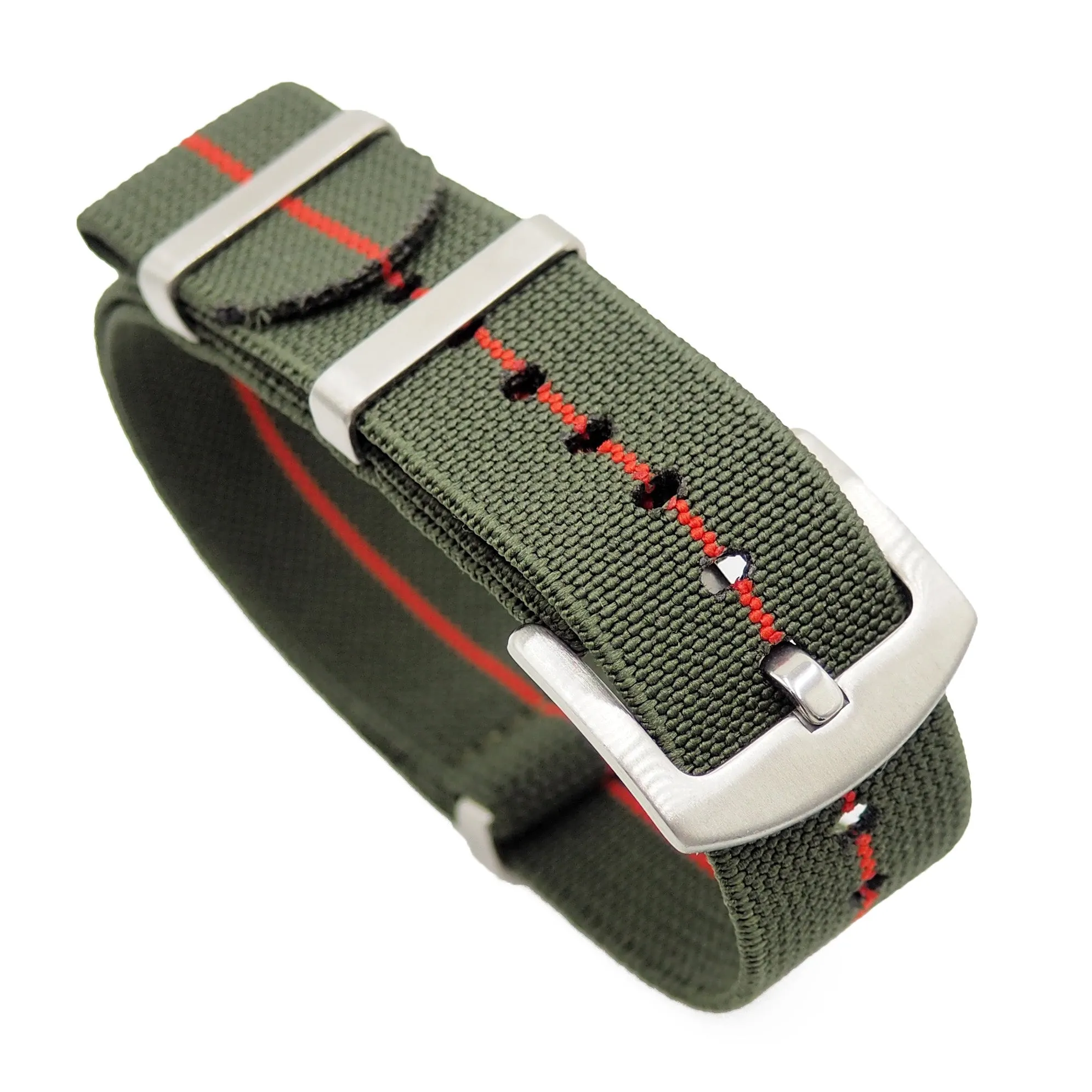 20mm, 22mm Military Style Multi Color Elastic Nylon Watch Strap, Tang Buckle Style, 9 Colors