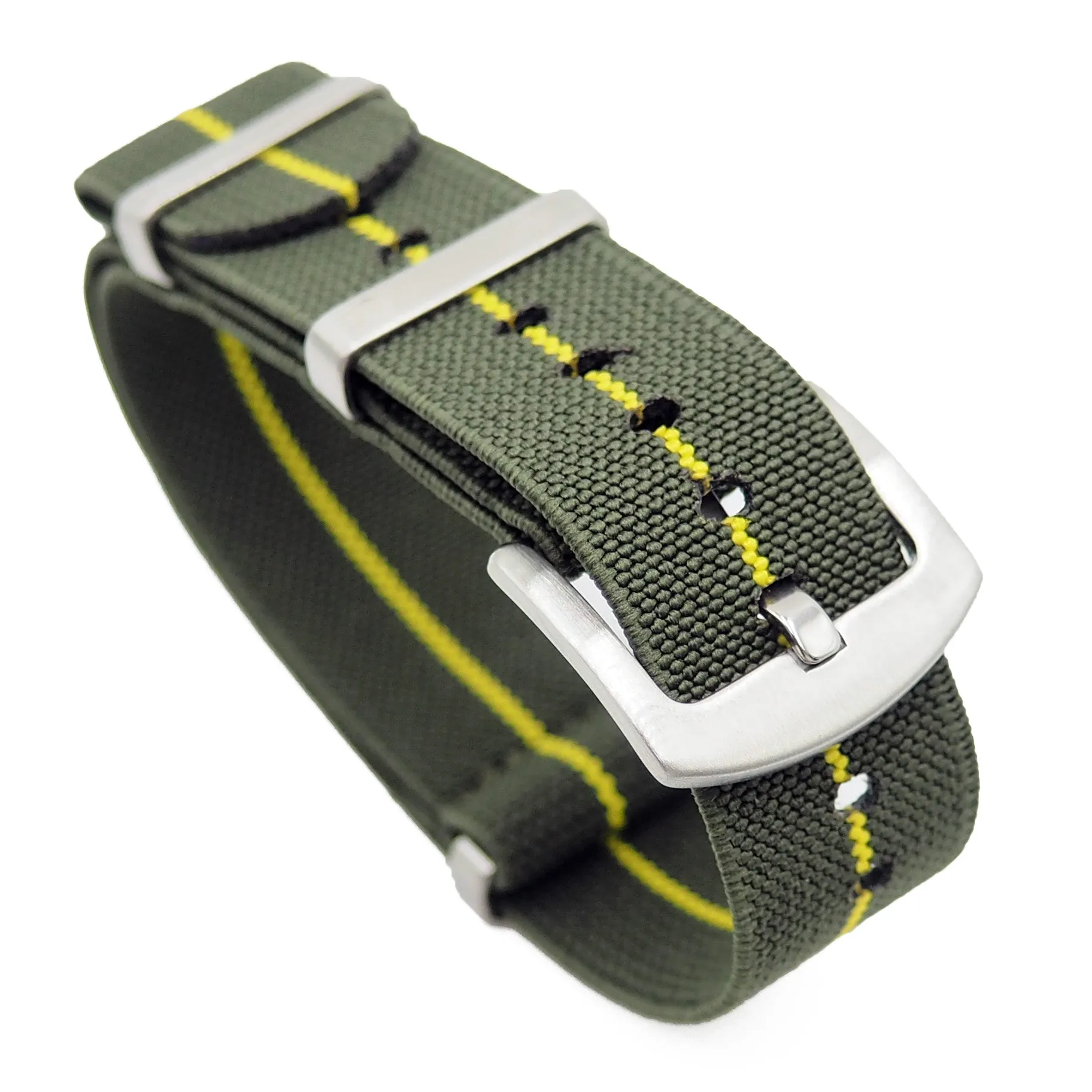 20mm, 22mm Military Style Multi Color Elastic Nylon Watch Strap, Tang Buckle Style, 9 Colors