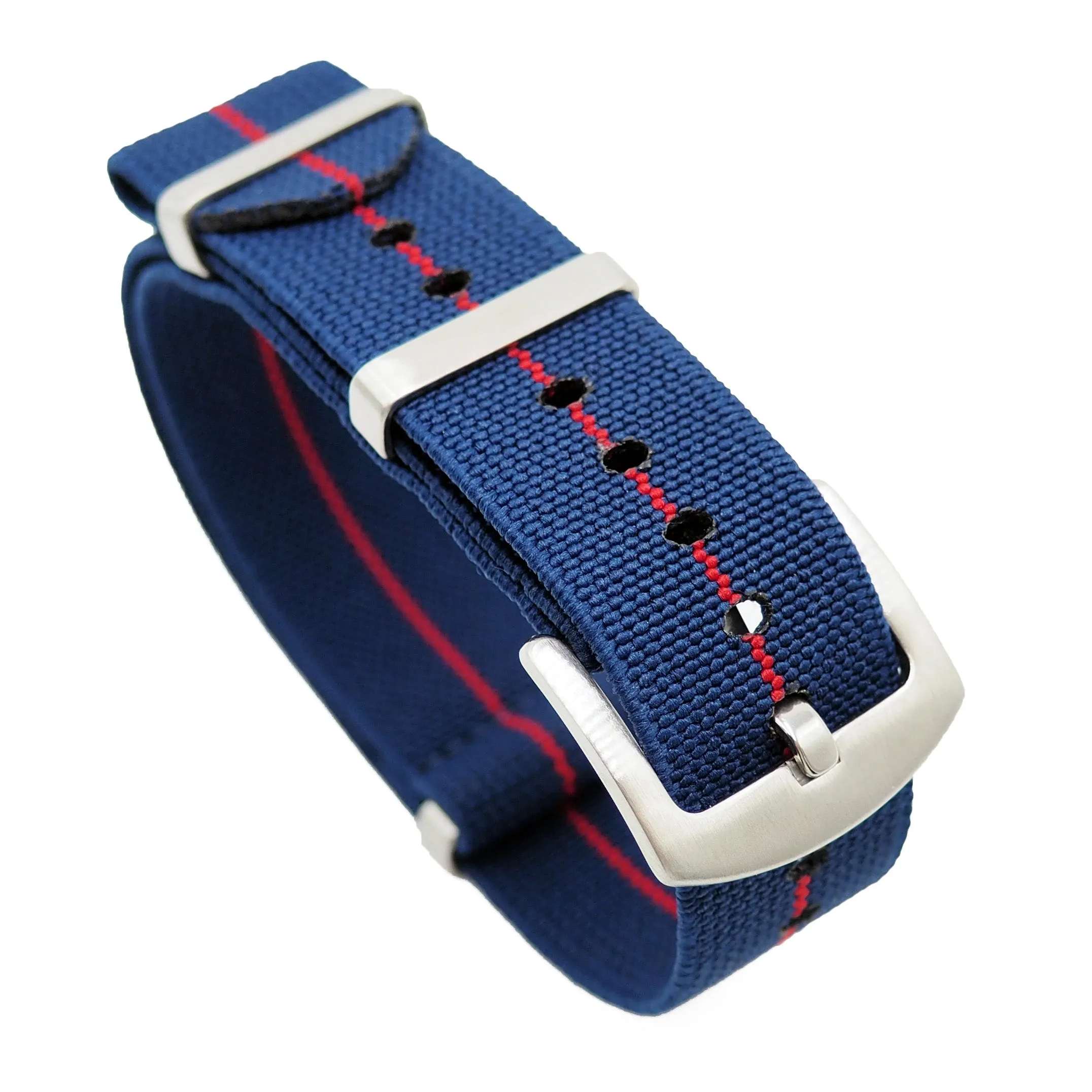 20mm, 22mm Military Style Multi Color Elastic Nylon Watch Strap, Tang Buckle Style, 9 Colors