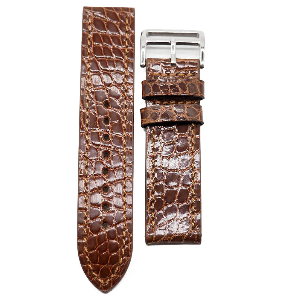 22mm Classic Style Alligator Leather Watch Strap, 9 Colors