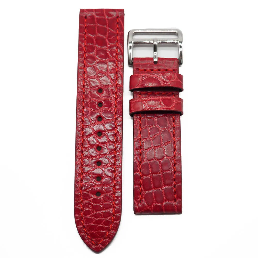 22mm Classic Style Alligator Leather Watch Strap, 9 Colors