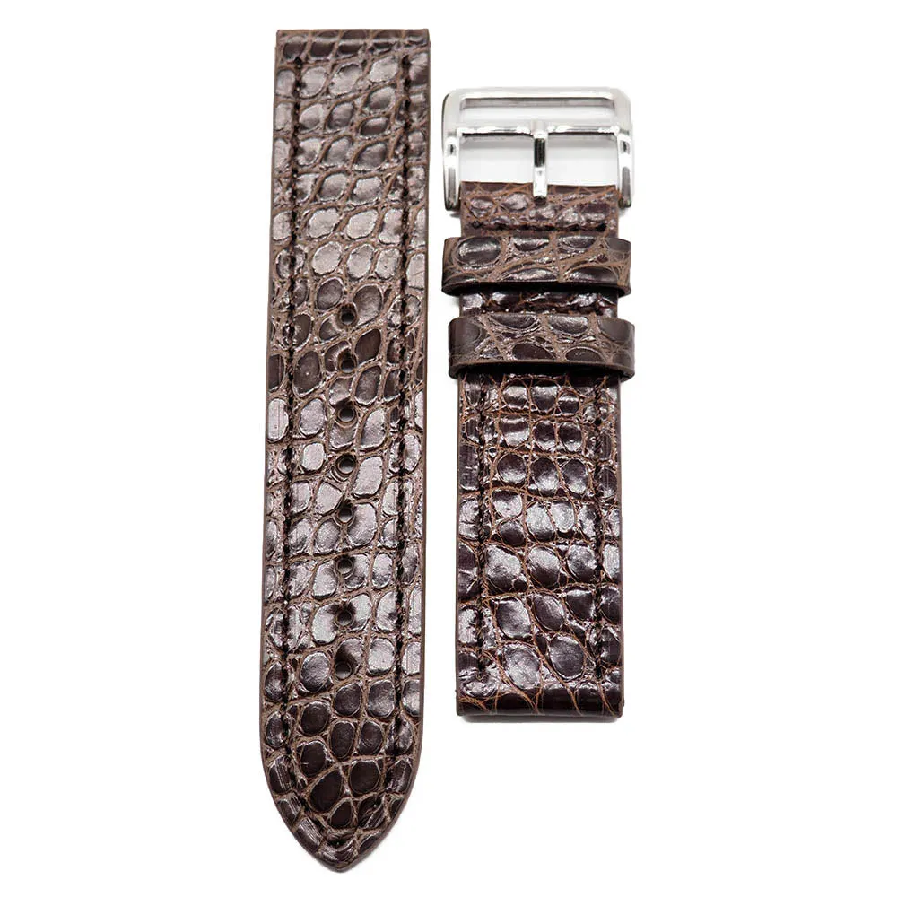 22mm Classic Style Alligator Leather Watch Strap, 9 Colors