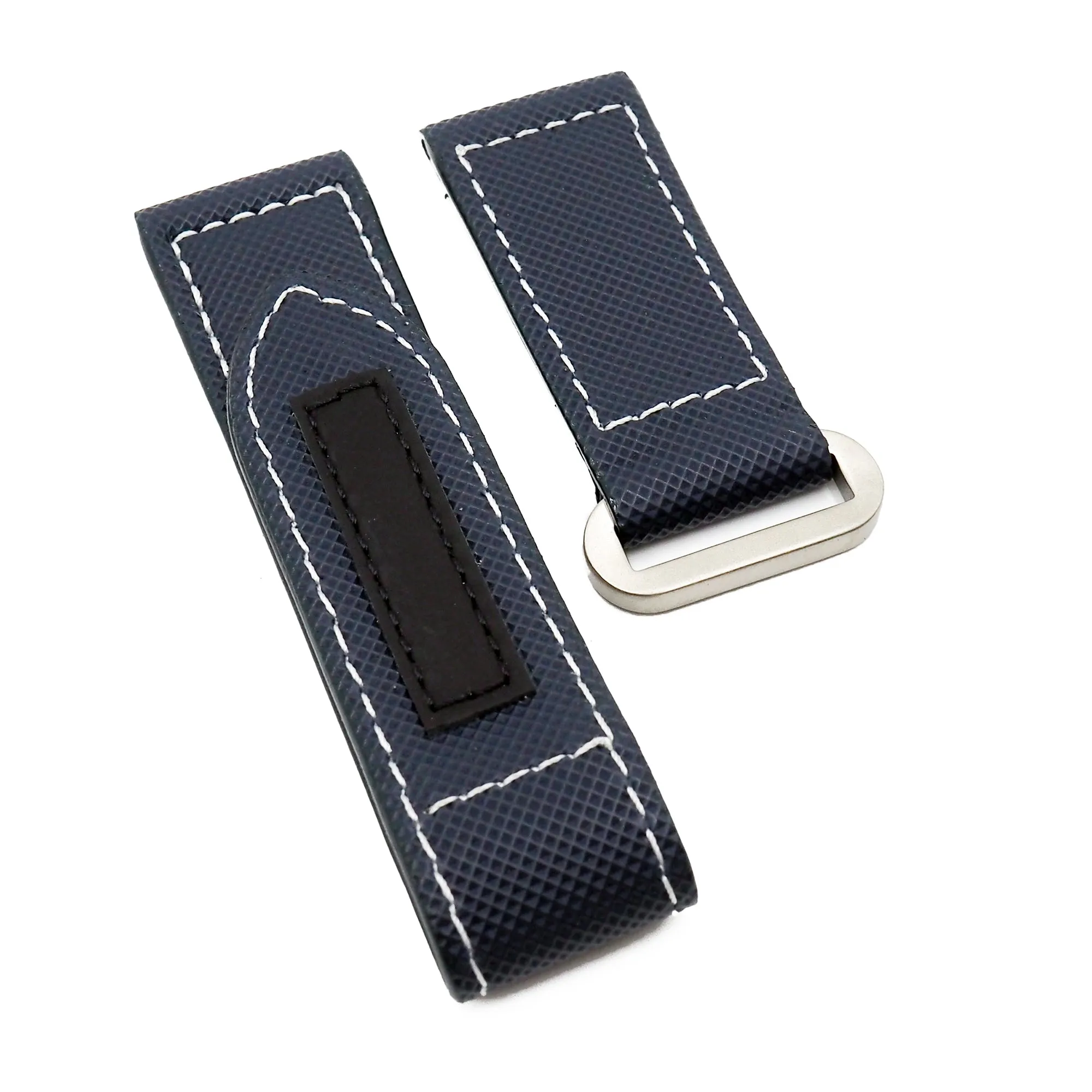 24mm Navy Blue Fiber Watch Strap For Panerai, Velcro Style