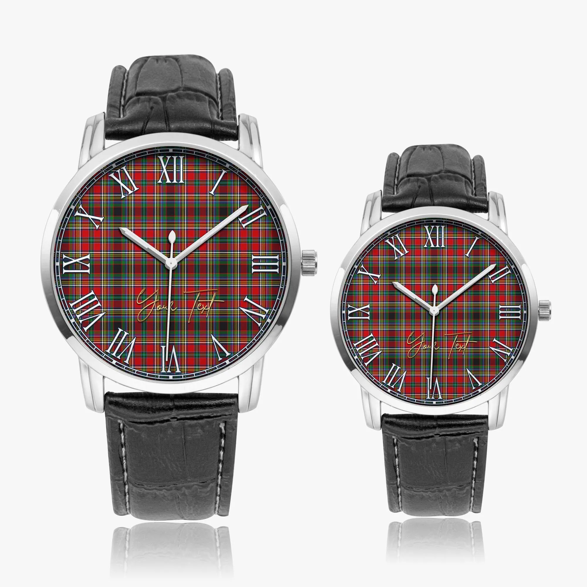 Anderson of Arbrake Tartan Personalized Your Text Leather Trap Quartz Watch