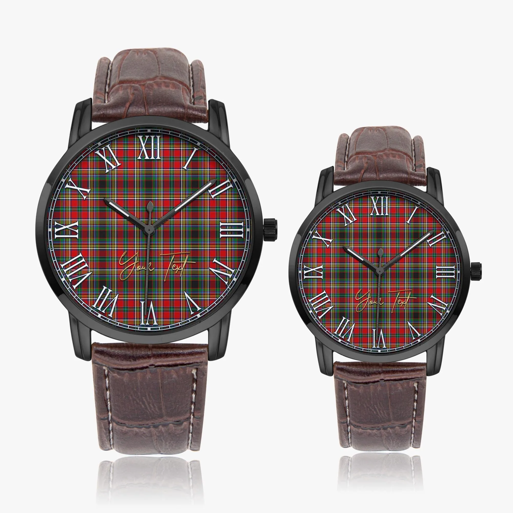 Anderson of Arbrake Tartan Personalized Your Text Leather Trap Quartz Watch