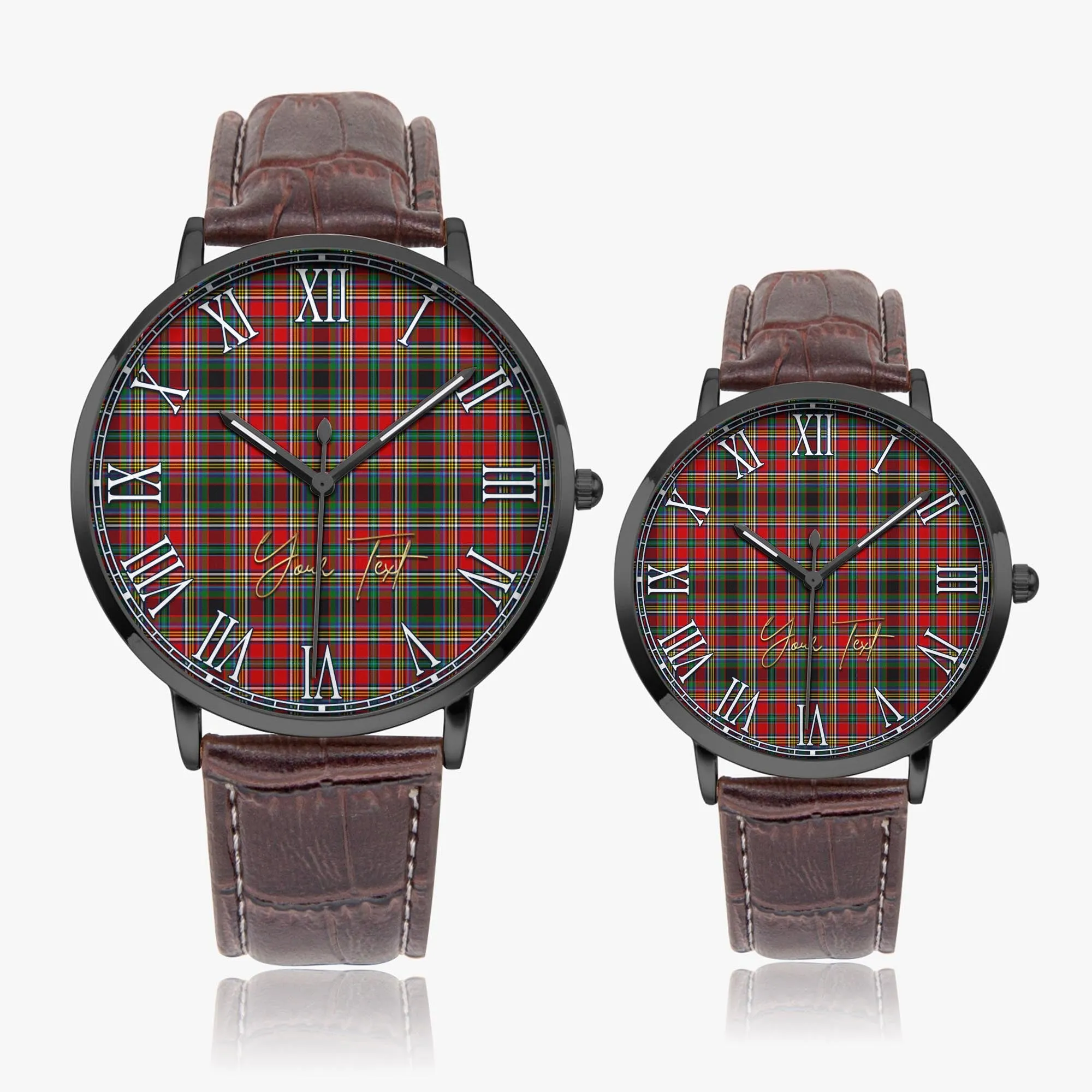 Anderson of Arbrake Tartan Personalized Your Text Leather Trap Quartz Watch