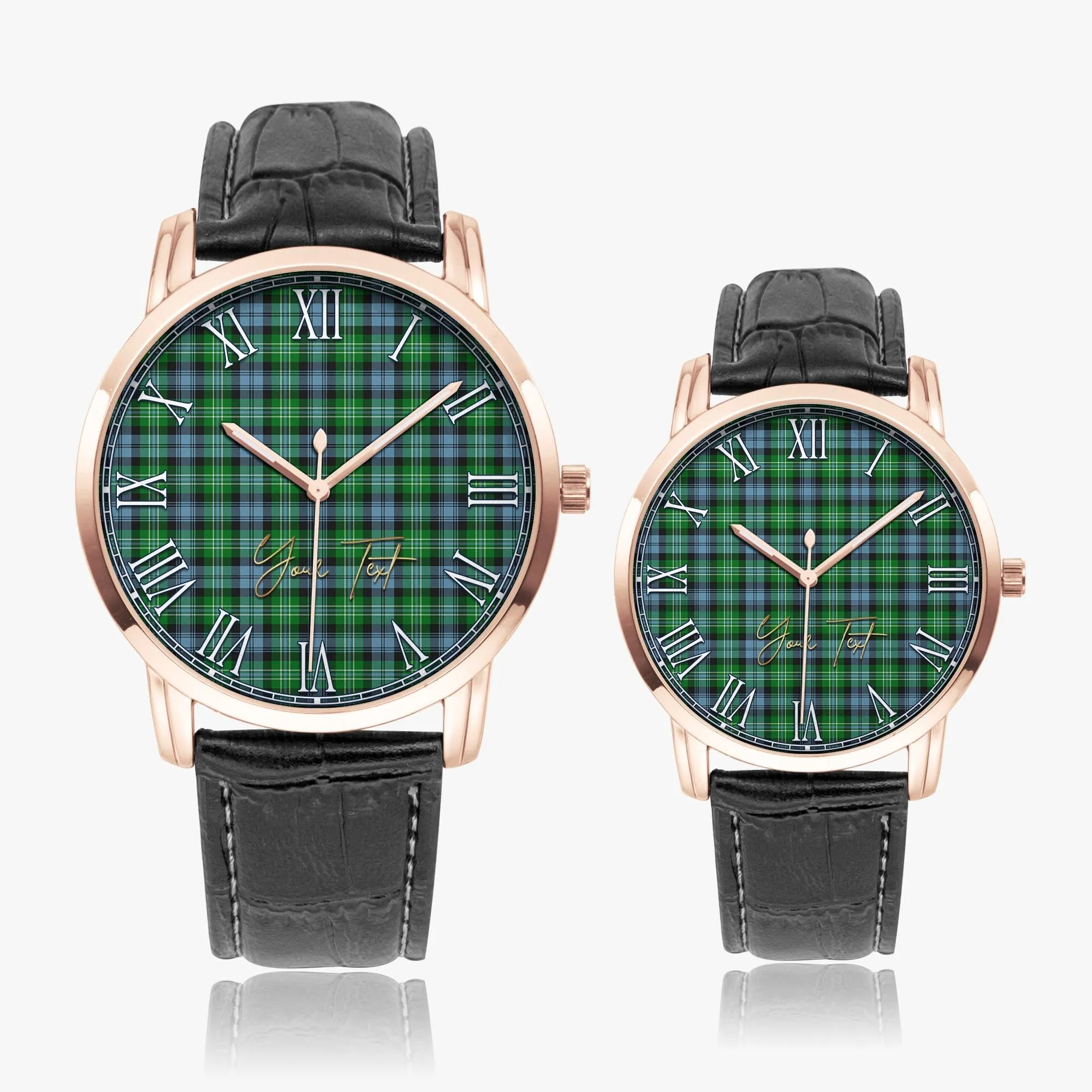 Arbuthnot Ancient Tartan Personalized Your Text Leather Trap Quartz Watch