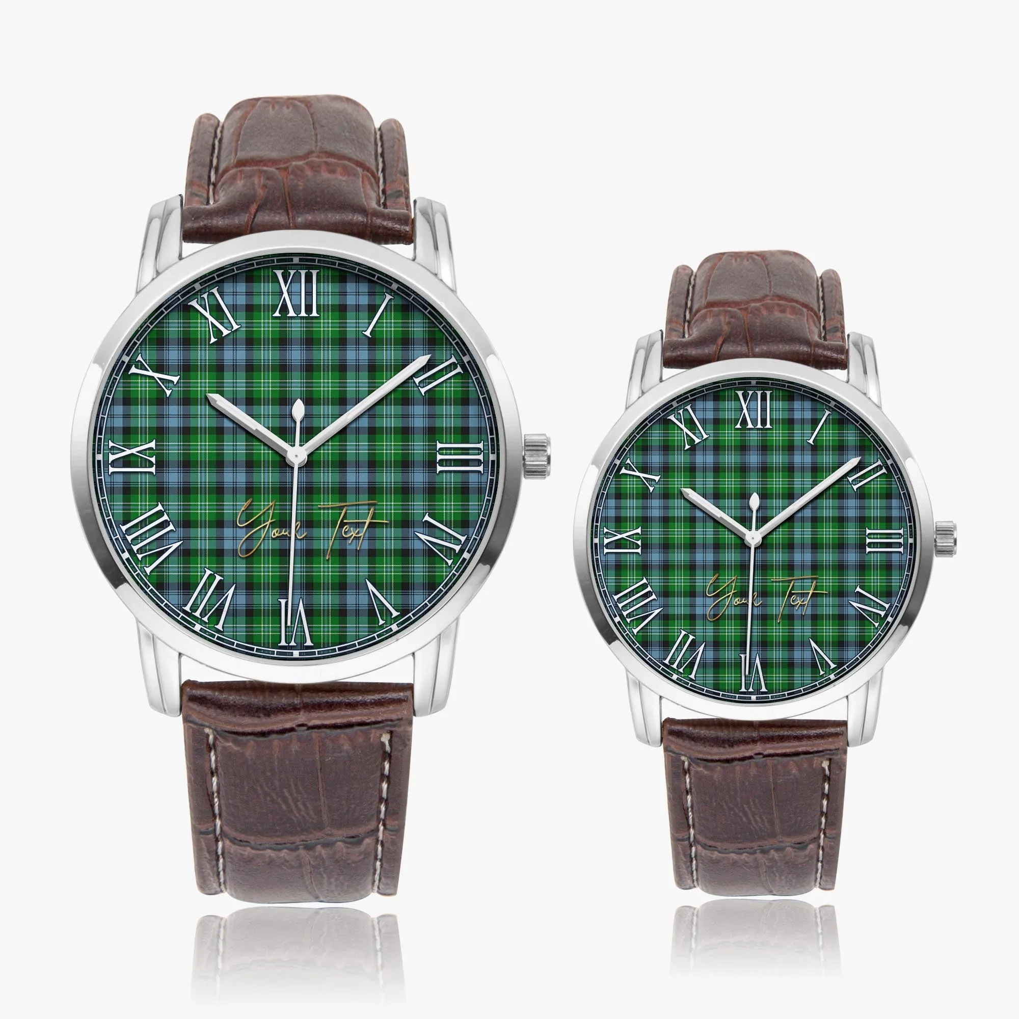 Arbuthnot Ancient Tartan Personalized Your Text Leather Trap Quartz Watch