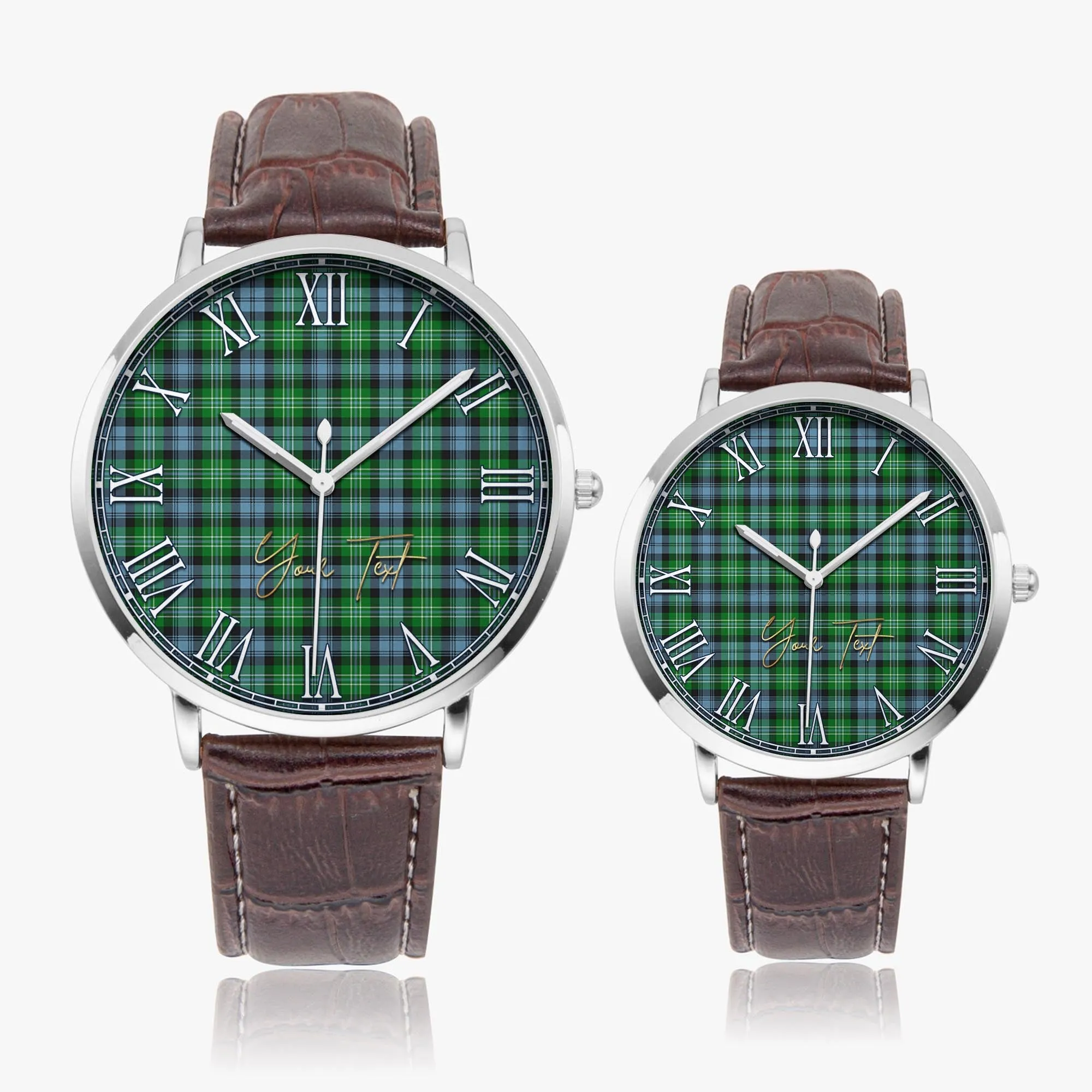 Arbuthnot Ancient Tartan Personalized Your Text Leather Trap Quartz Watch