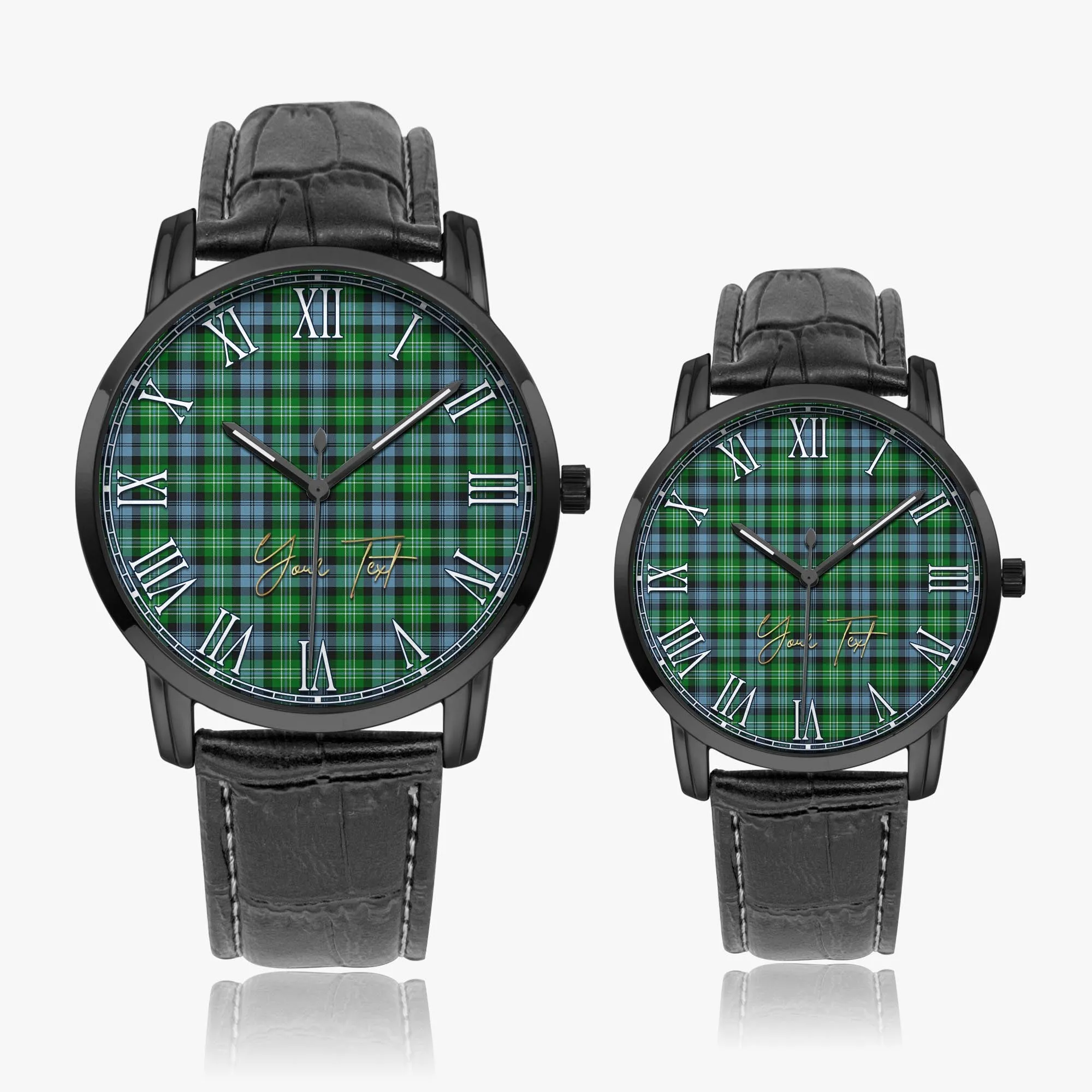 Arbuthnot Ancient Tartan Personalized Your Text Leather Trap Quartz Watch