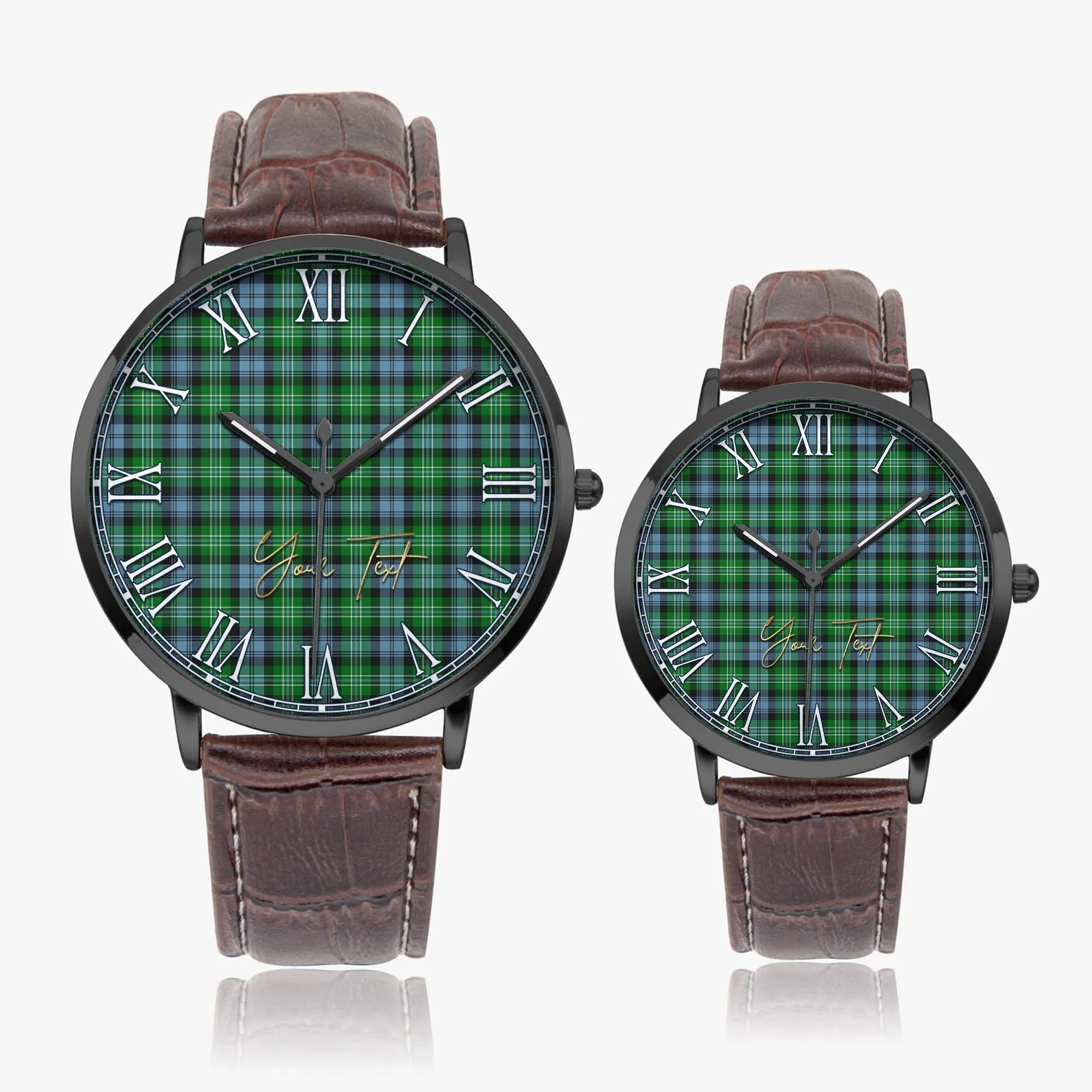 Arbuthnot Ancient Tartan Personalized Your Text Leather Trap Quartz Watch