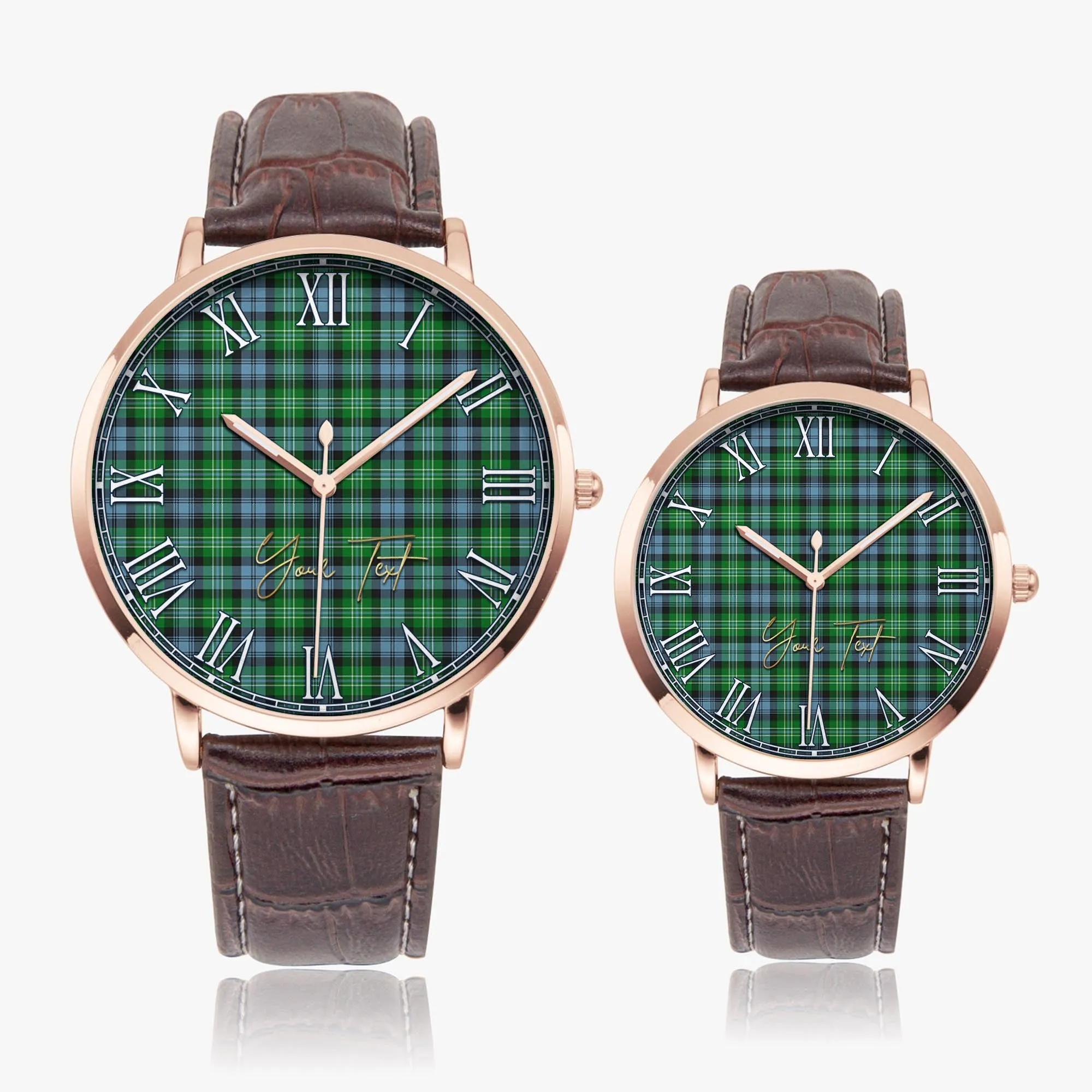 Arbuthnot Ancient Tartan Personalized Your Text Leather Trap Quartz Watch