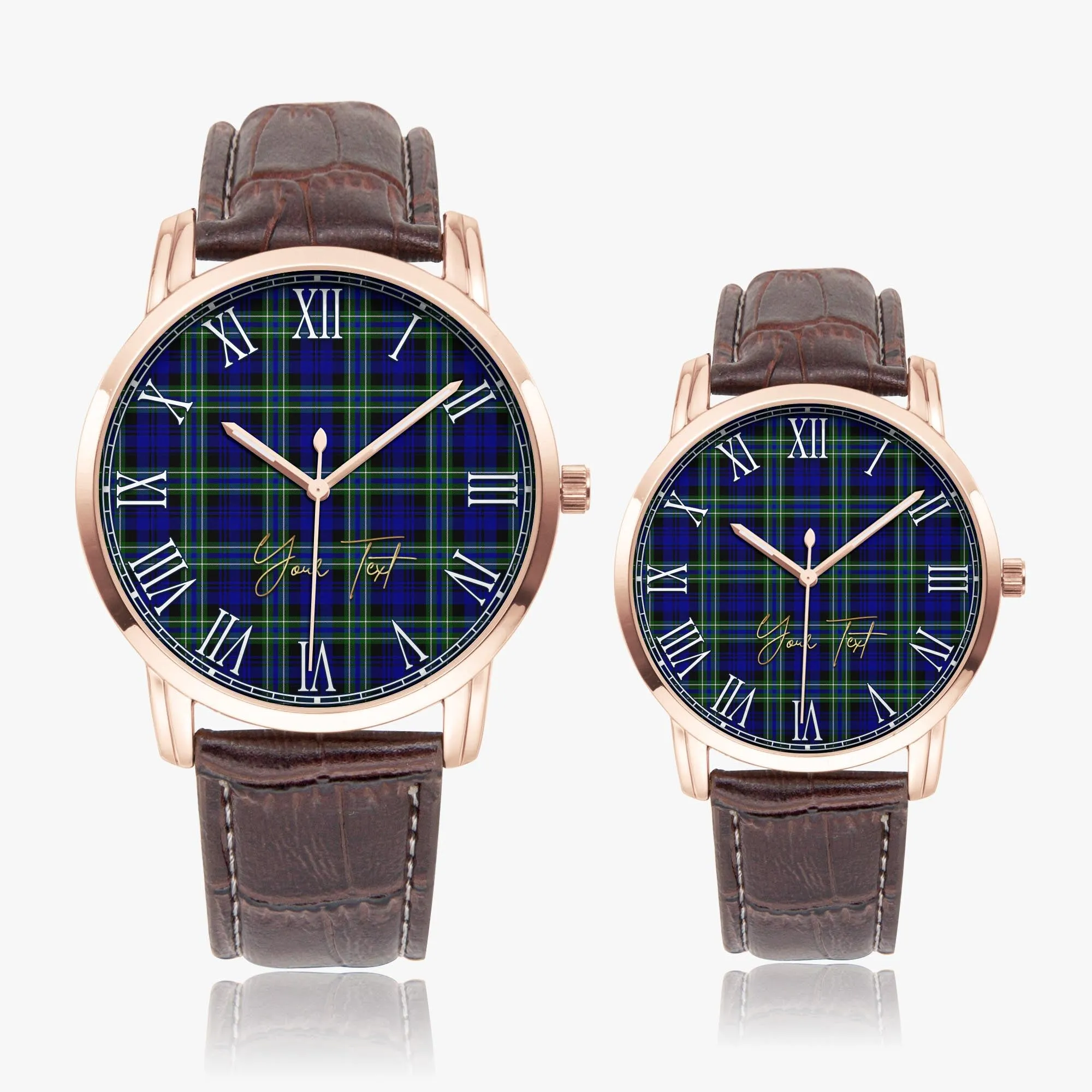 Arbuthnot Modern Tartan Personalized Your Text Leather Trap Quartz Watch