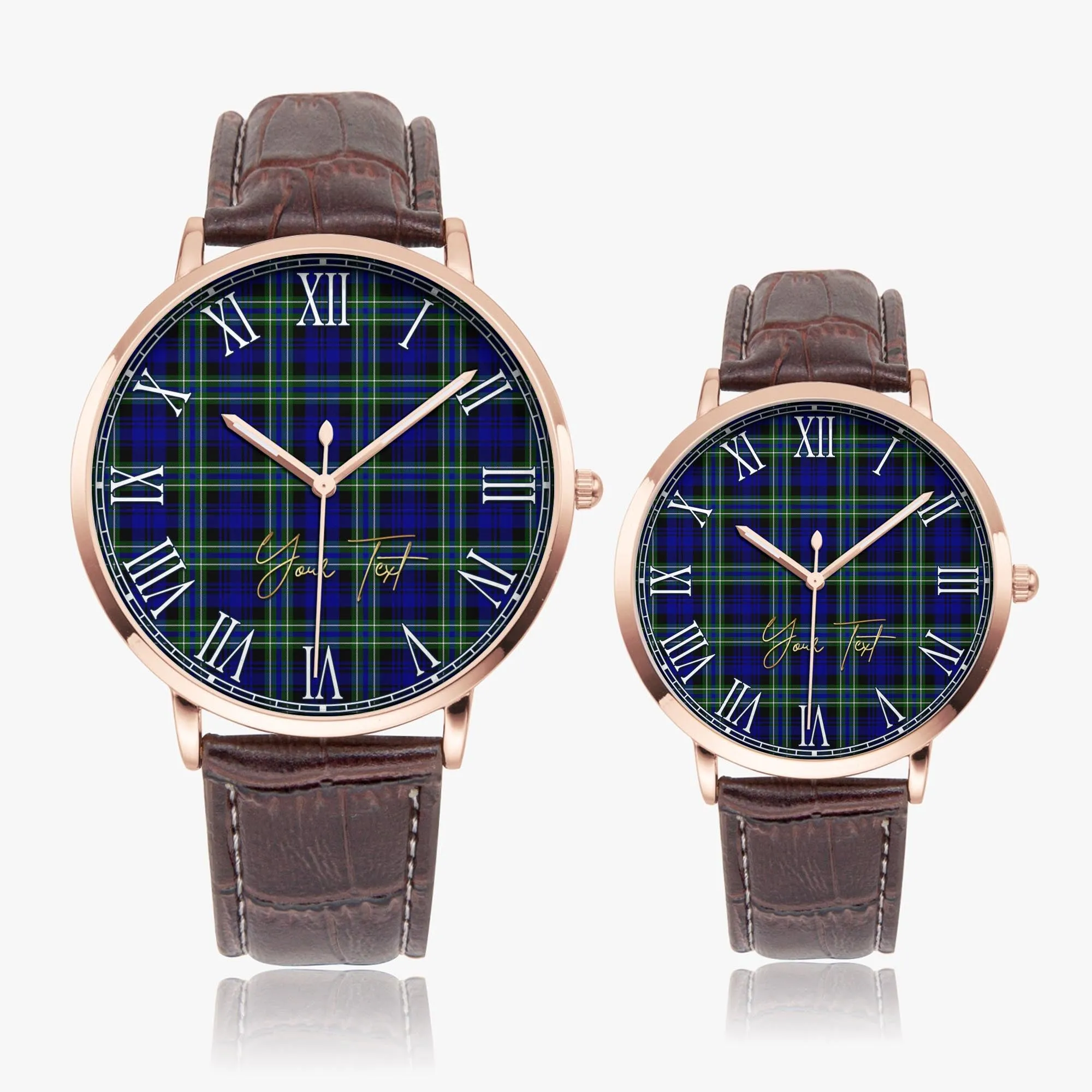 Arbuthnot Modern Tartan Personalized Your Text Leather Trap Quartz Watch