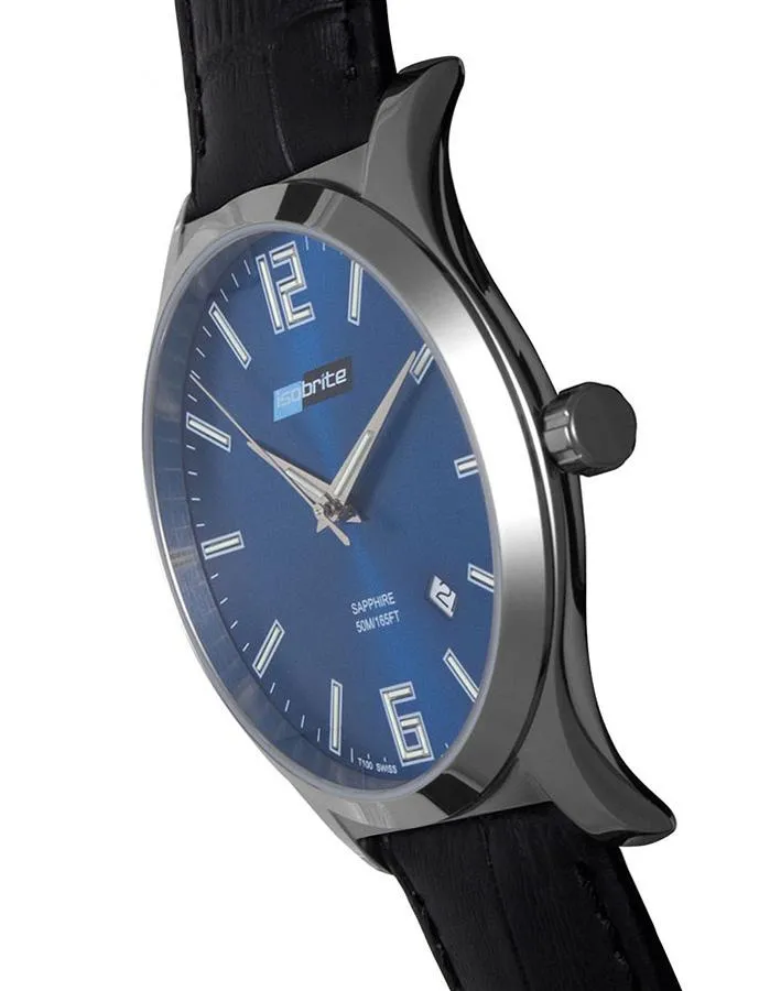 ArmourLite Isobrite Grand Slimline Series - Blue Dial - Black Leather Strap