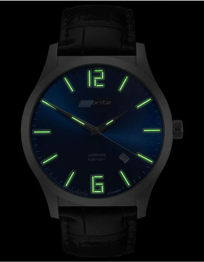 ArmourLite Isobrite Grand Slimline Series - Blue Dial - Black Leather Strap