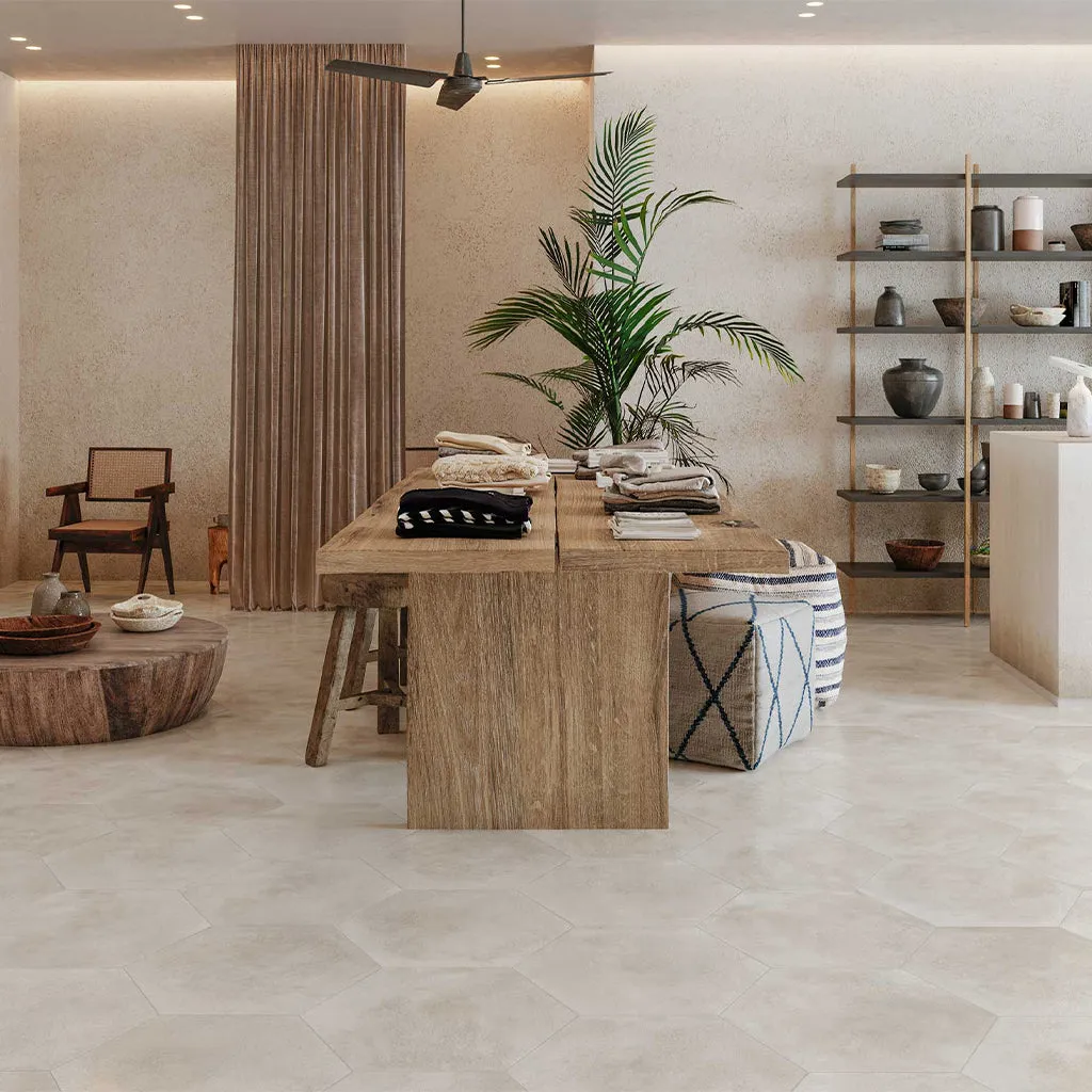 Atelier White Satin, Hexagon - Porcelain Tile