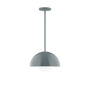 Axis Arcade 12" Stem Hung Pendant Light with Glass Globe in Slate Gray