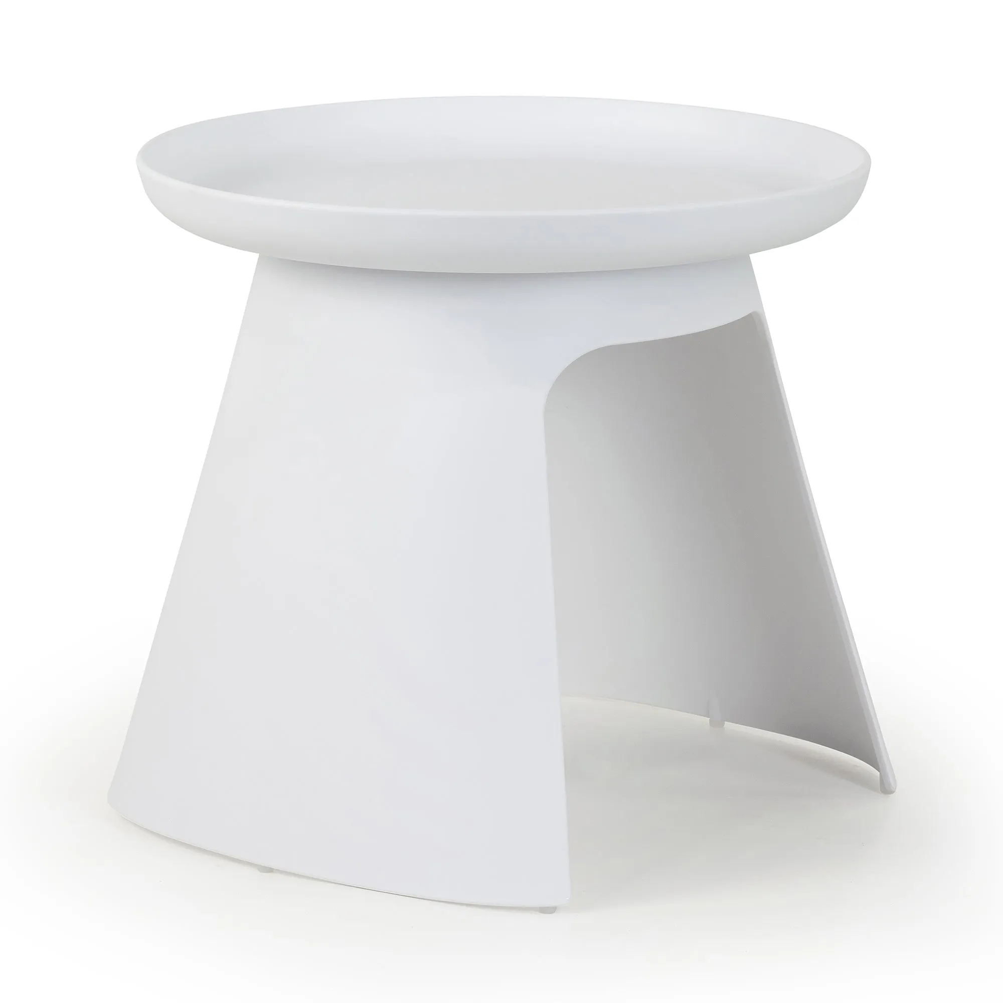 Balius White Plastic Round End Table