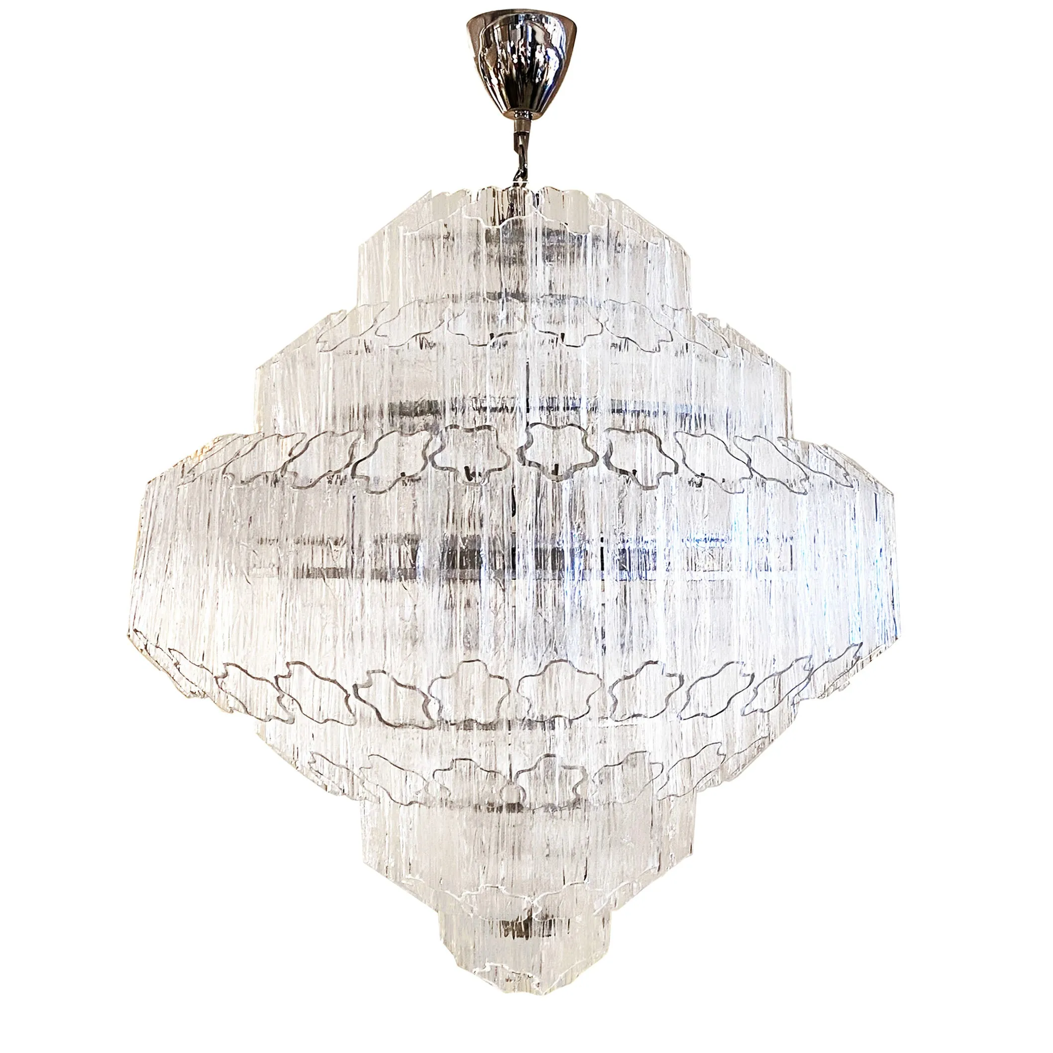 Bespoke Italian Art Deco Design Crystal Murano Glass Nickel Modern Chandelier