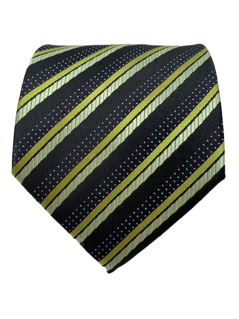 Black and Green Striped Tie with Pin Dots