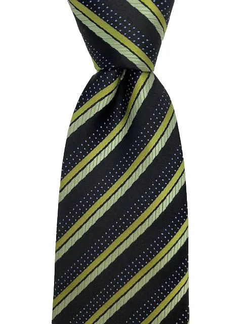 Black and Green Striped Tie with Pin Dots