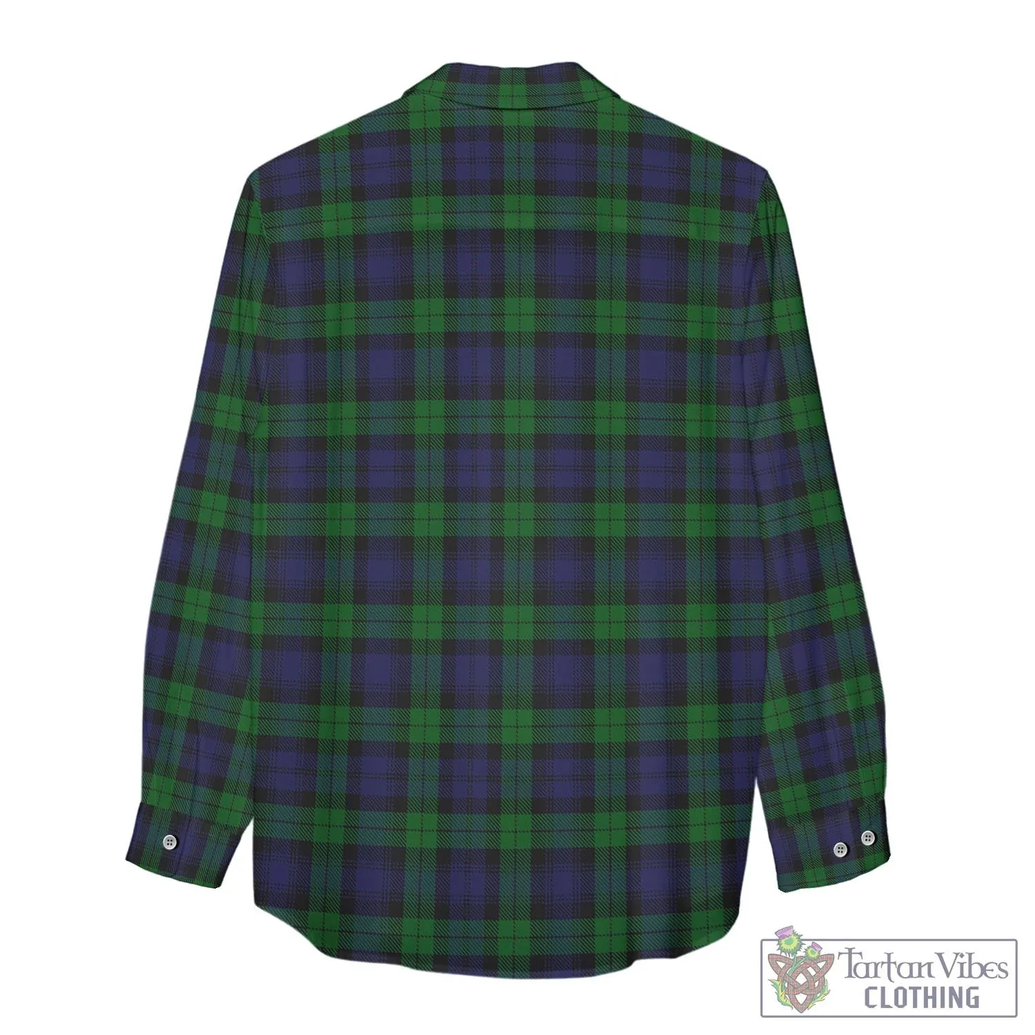 Black Watch Tartan Women's Casual Shirt with Family Crest