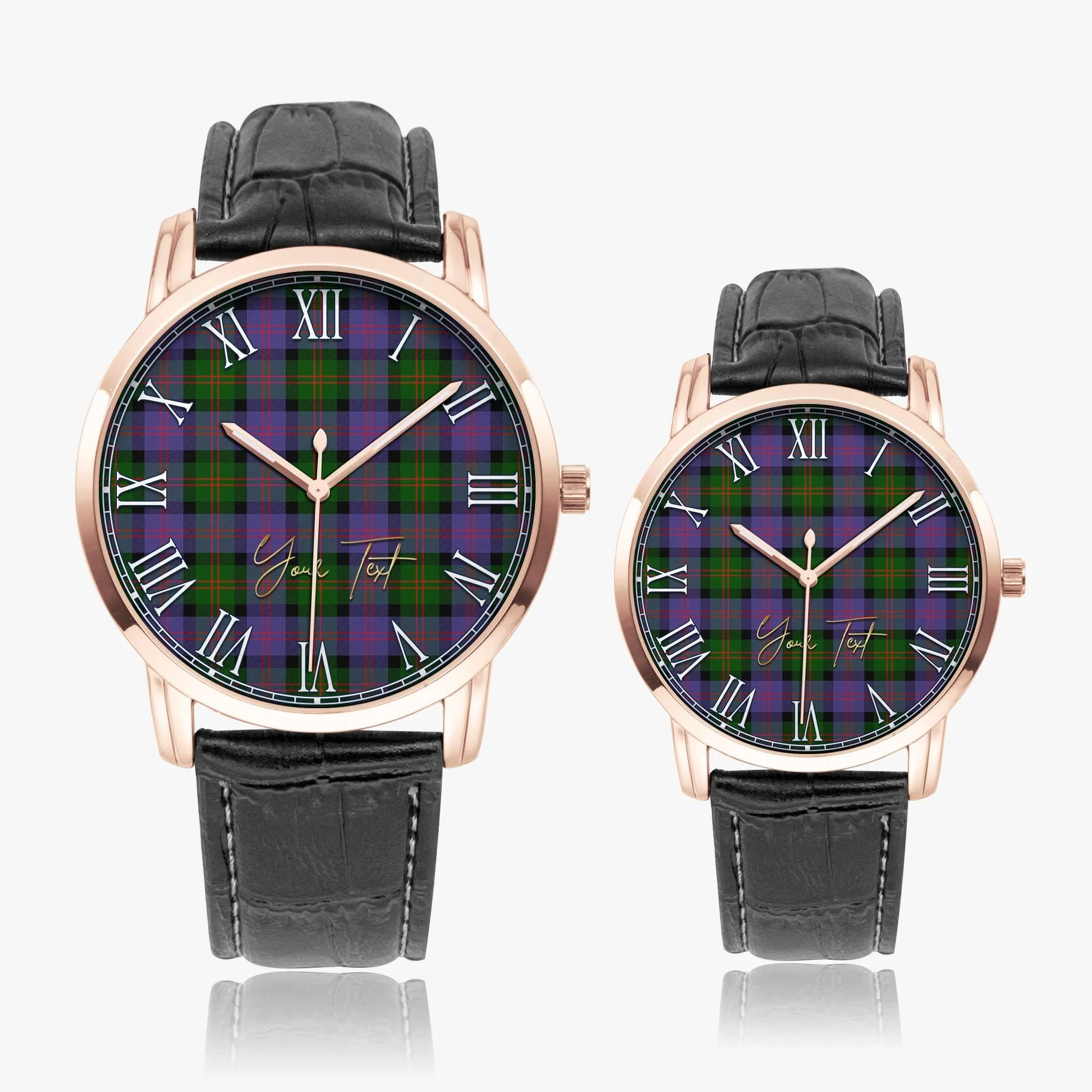 Blair Modern Tartan Personalized Your Text Leather Trap Quartz Watch