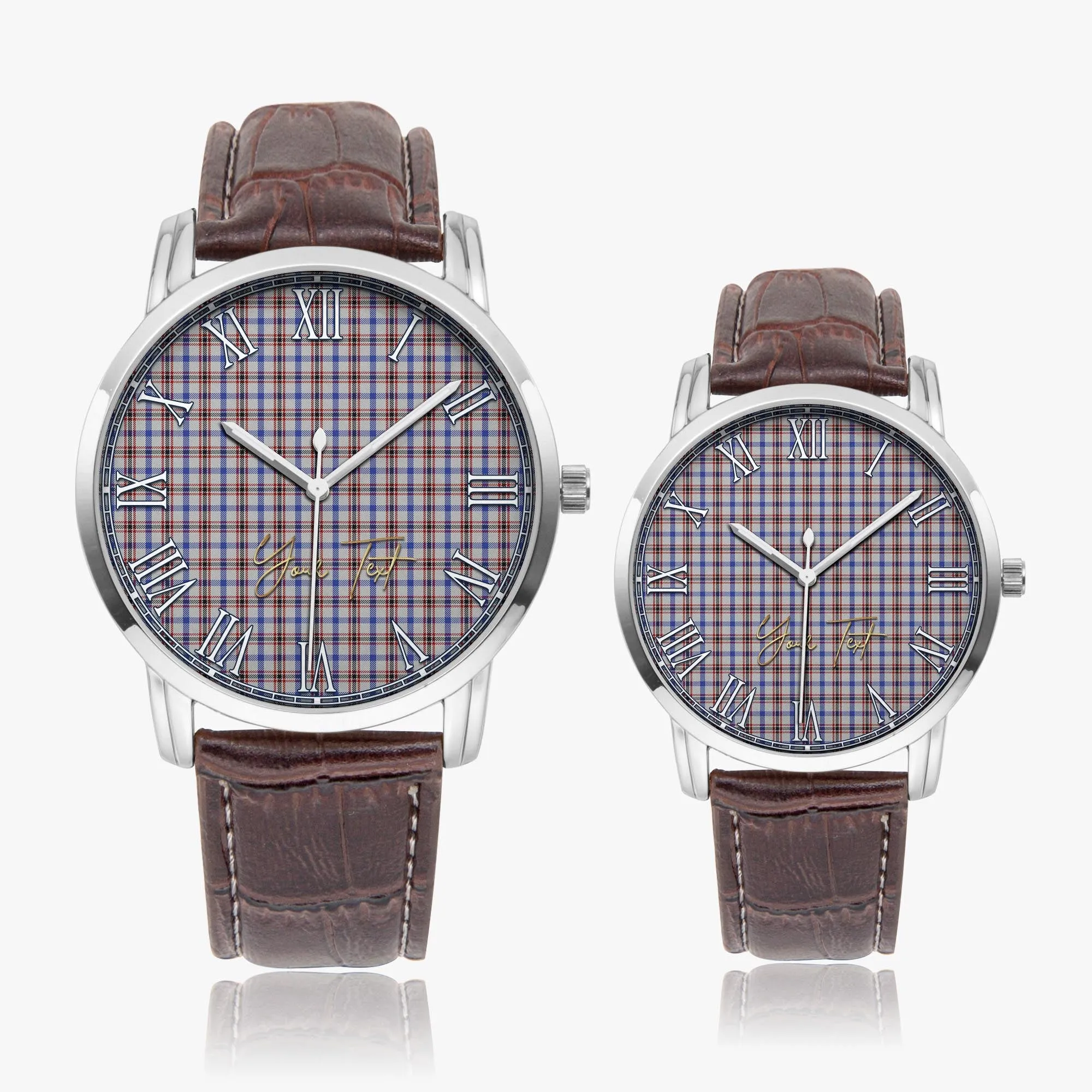 Boswell Tartan Personalized Your Text Leather Trap Quartz Watch