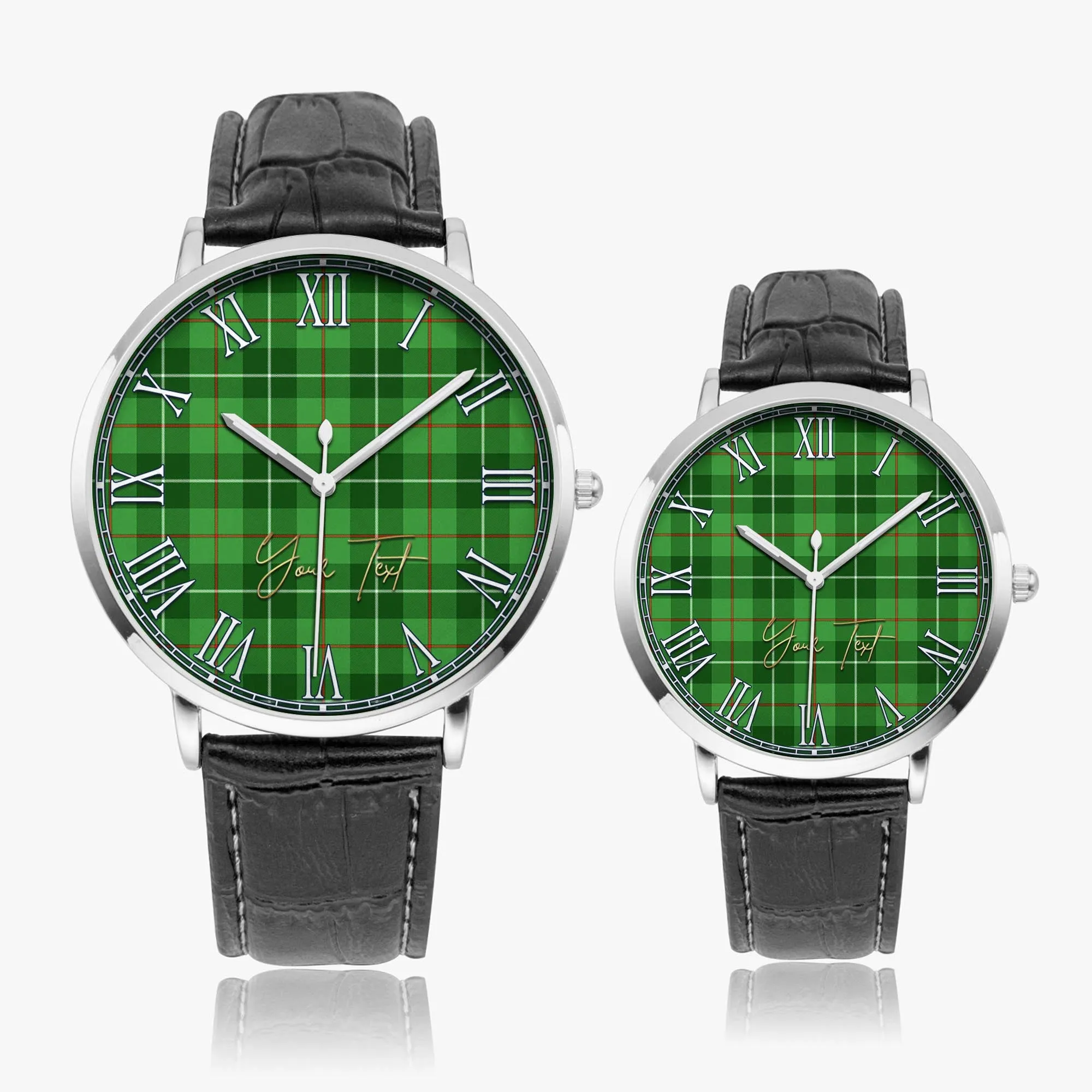 Boyle Tartan Personalized Your Text Leather Trap Quartz Watch