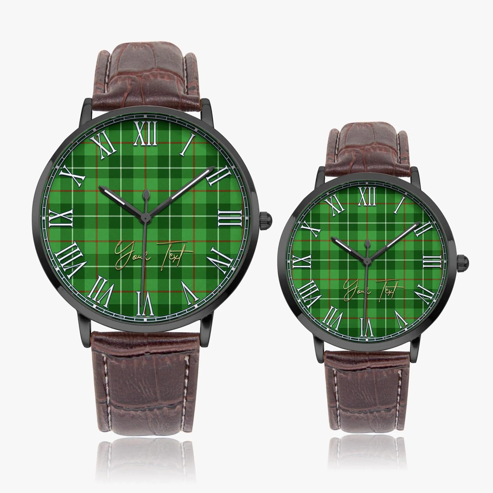 Boyle Tartan Personalized Your Text Leather Trap Quartz Watch