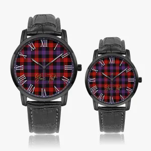 Broun Modern Tartan Personalized Your Text Leather Trap Quartz Watch