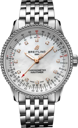 BRT Watch Navitimer AutoMTic 35 Mother Of Pearl Diamonds