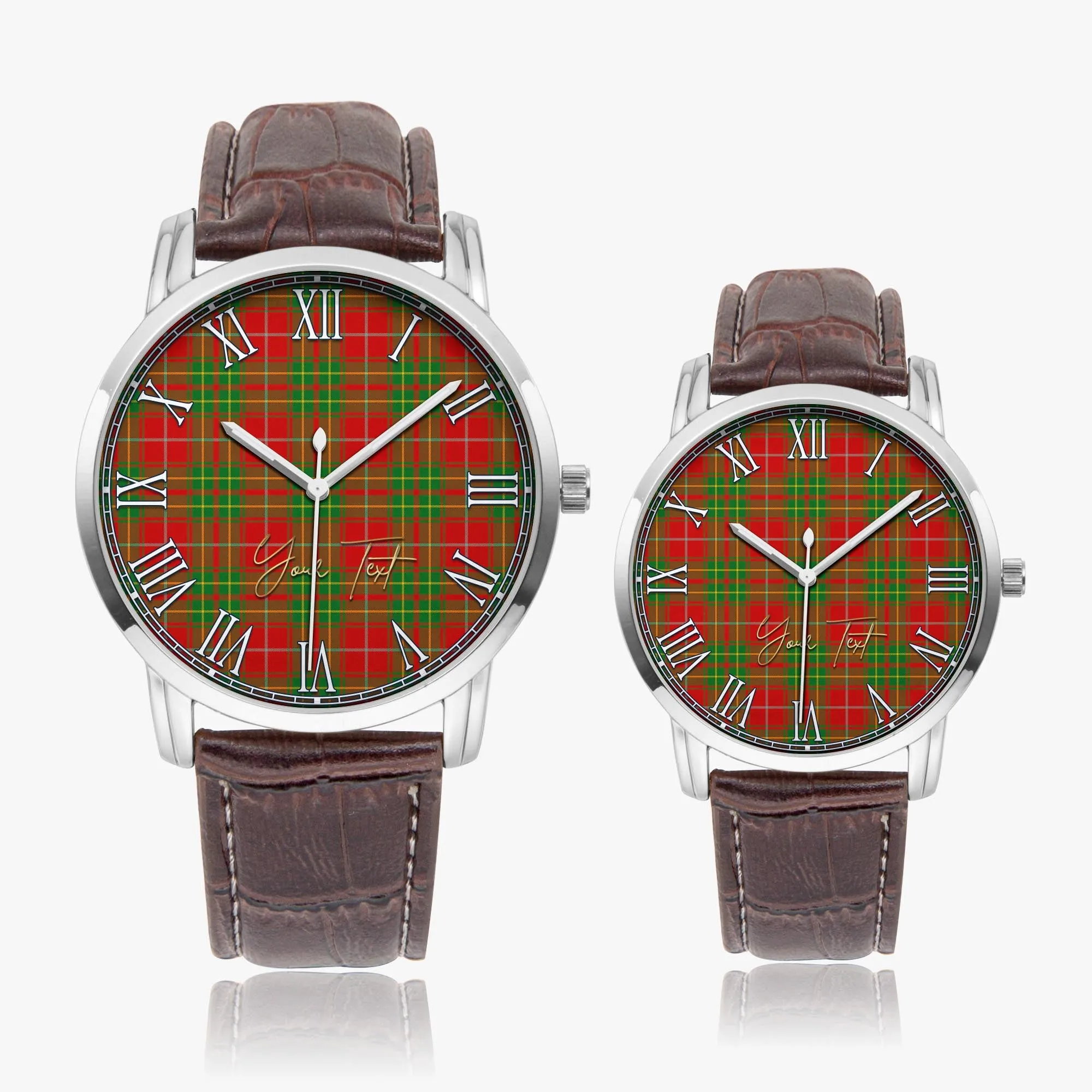 Burnett Tartan Personalized Your Text Leather Trap Quartz Watch