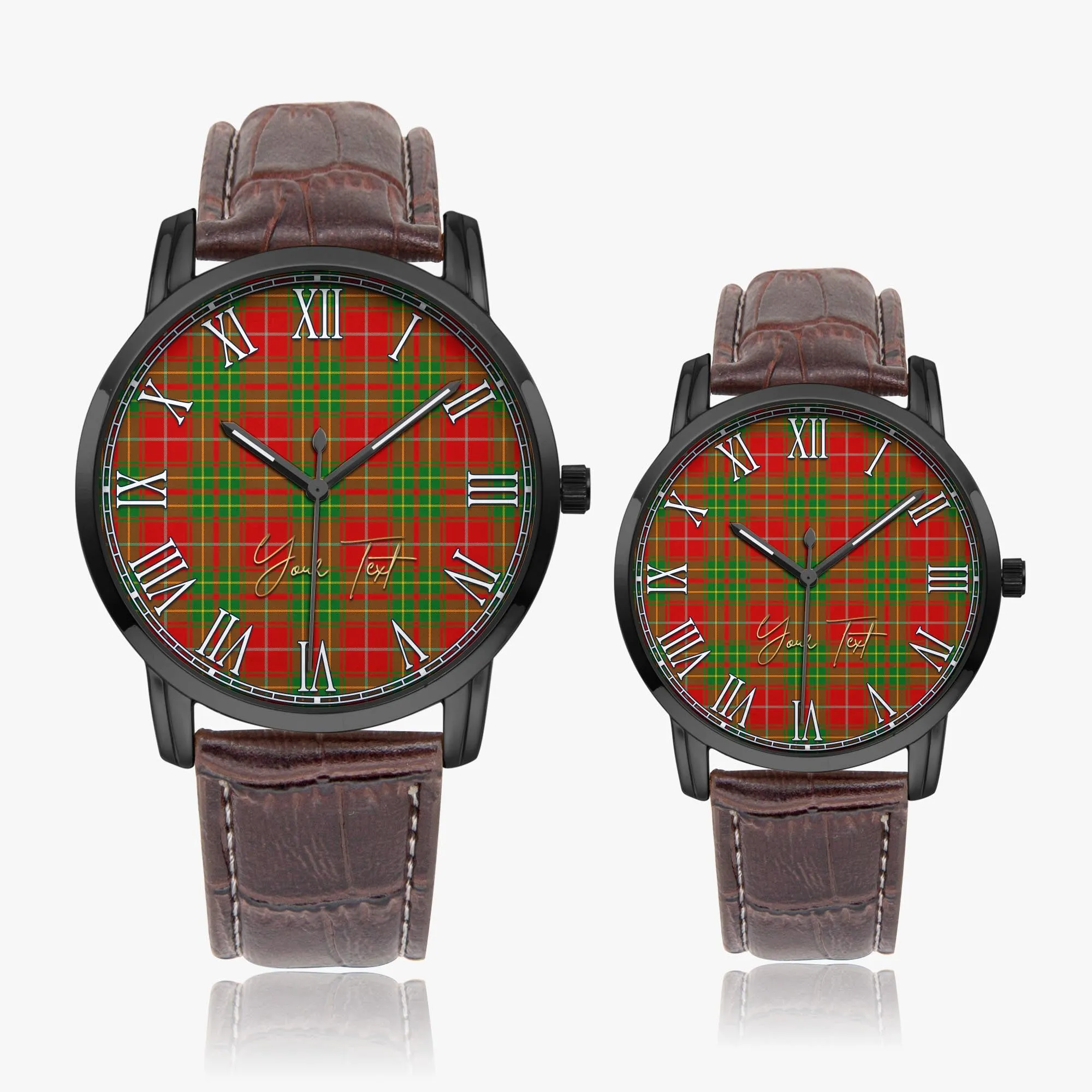 Burnett Tartan Personalized Your Text Leather Trap Quartz Watch