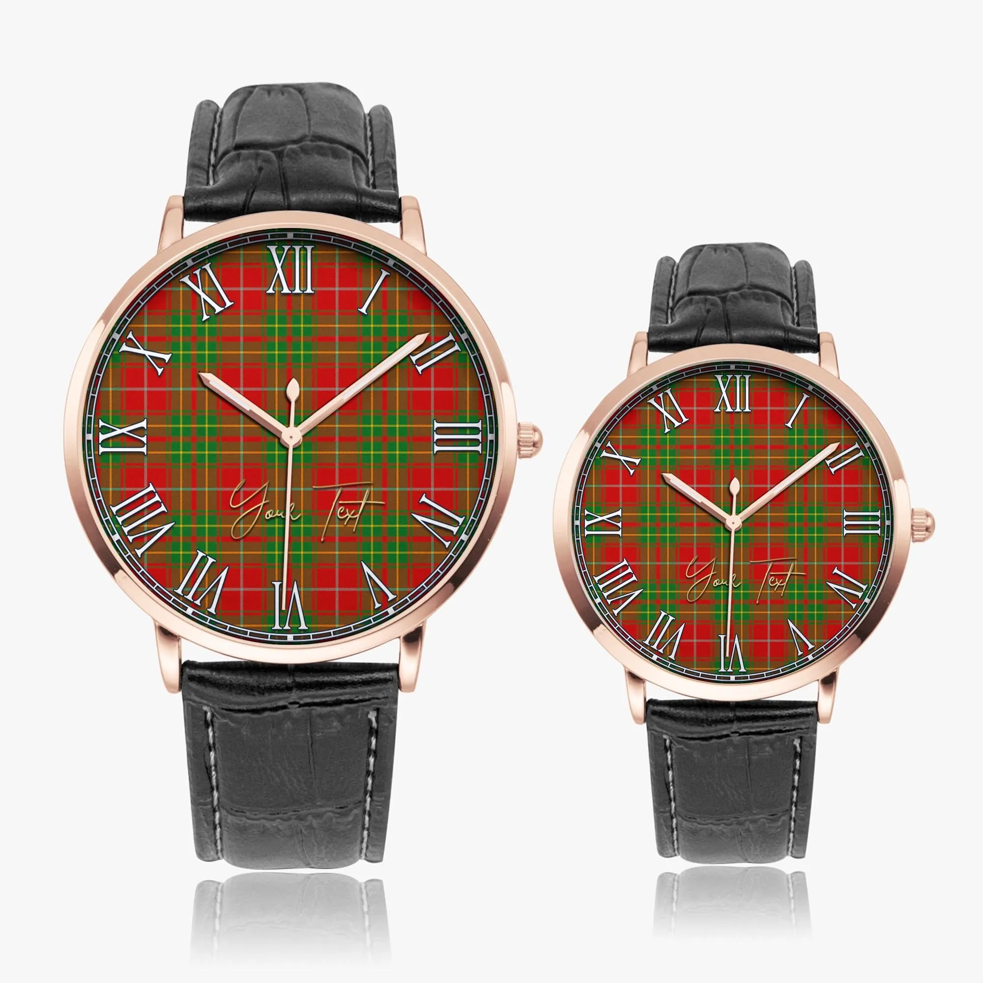 Burnett Tartan Personalized Your Text Leather Trap Quartz Watch