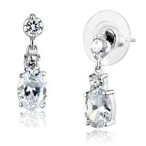 Classic Radiance: Rhodium Brass Earrings with Clear AAA Grade CZ, Classic Style, Gift Ready Earrings