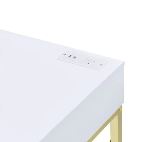 Coleen - Desk - White & Brass Finish