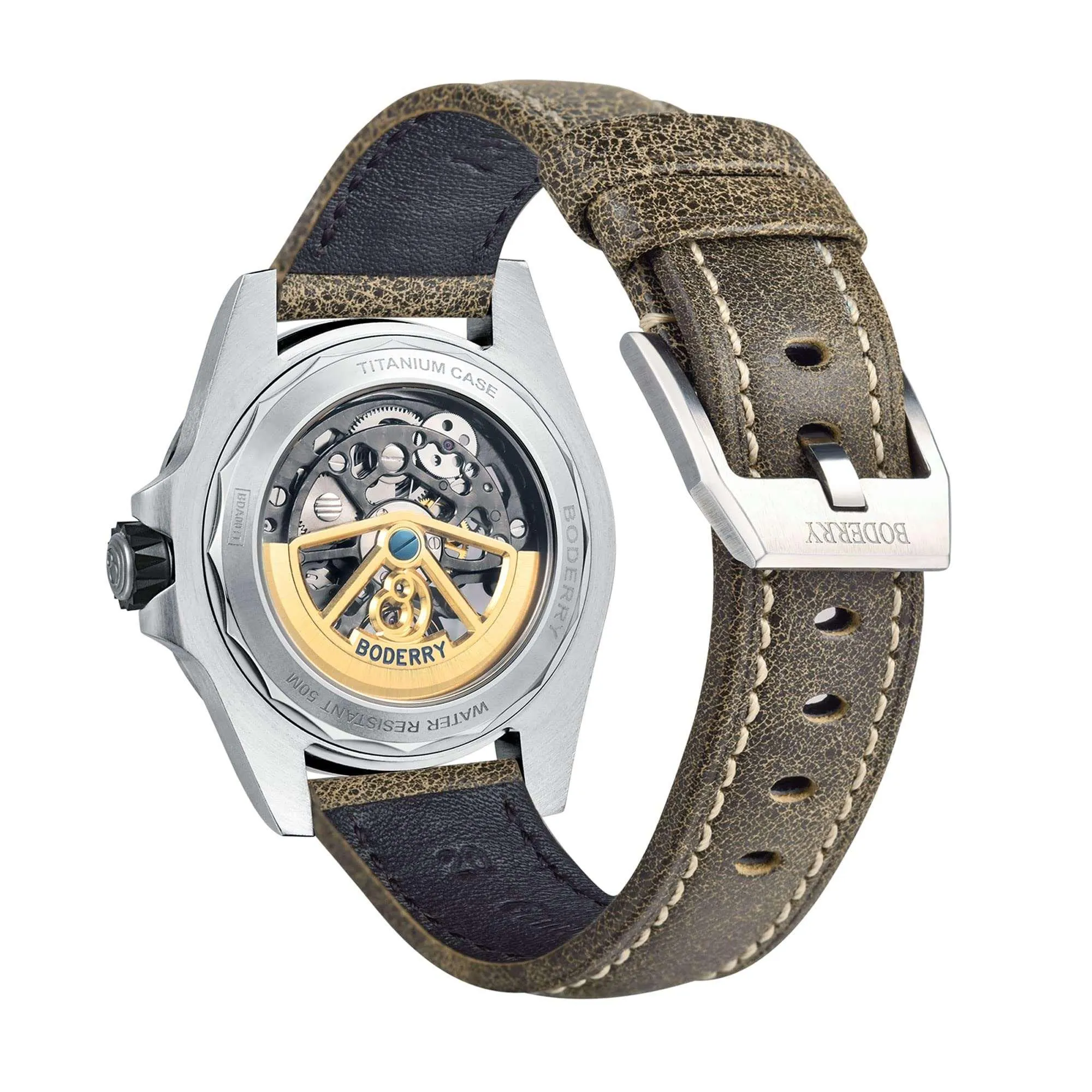 Fashion Titanium Case Skeleton Analog Watch