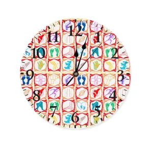 Frameless Podiatrist Colorful Icons Wall Clock Round Shape for Office Practice