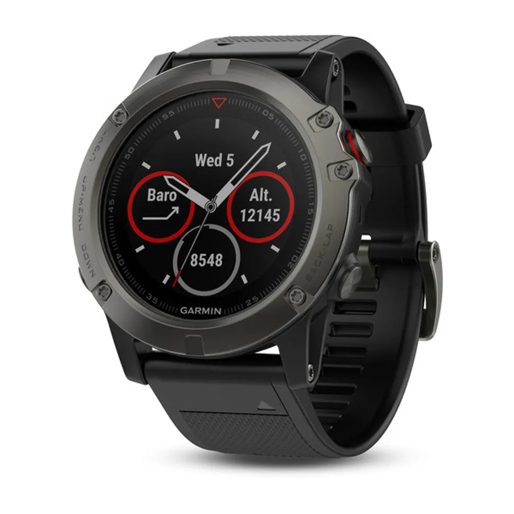 Garmin Slate Gray FENIX5X Sapphire with Black Band