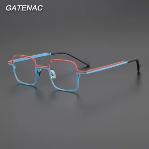 Gatenac Unisex Full Rim Square Titanium Eyeglasses Gxyj1000