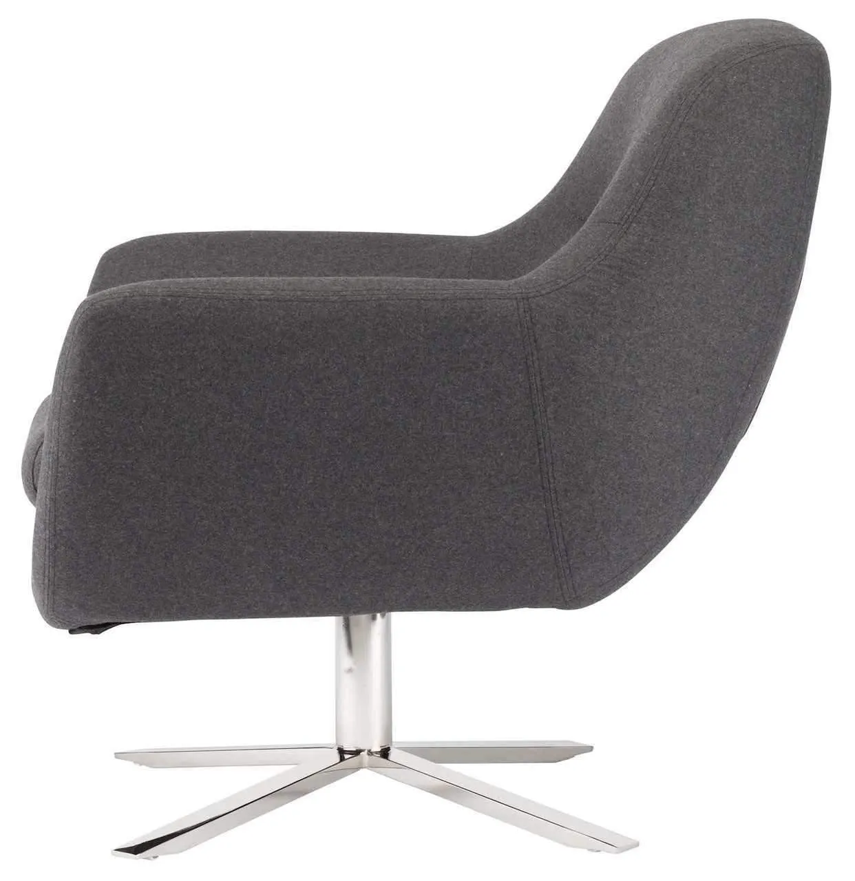 Greta Occasional Chair in Dark Grey Wool and Polished Stainless Base by Nuevo