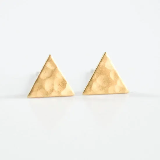 Grey theory Mill Hammered Triangle Stud Earrings