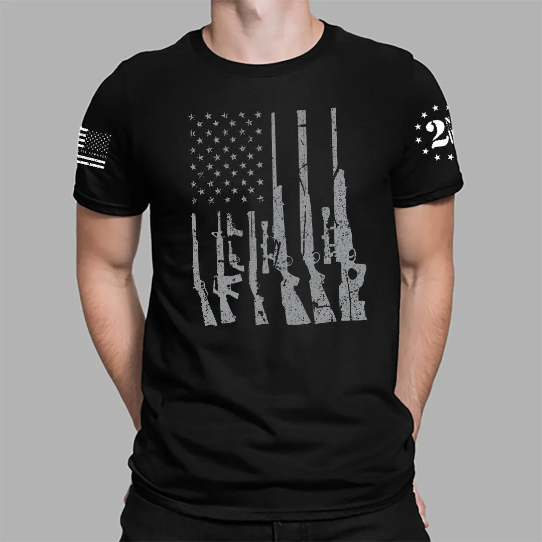 Gun American Flag T-shirt | 2nd amendment T-shirt | Protect The 2nd | Gun Flag shirt | Patriotic American Gun Flag T-shirt