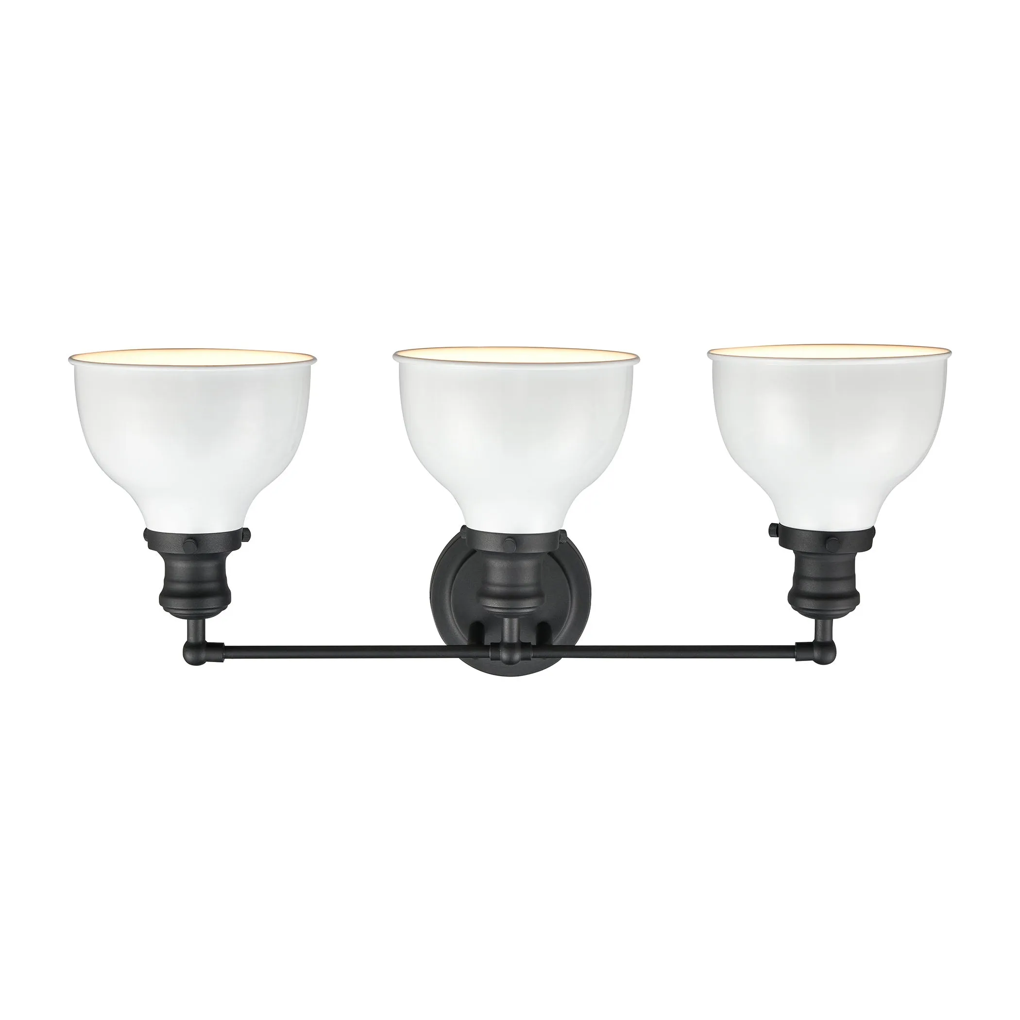 Haralson 24" 3 Light Vanity Light in Enamel White Metal Shade & Charcoal